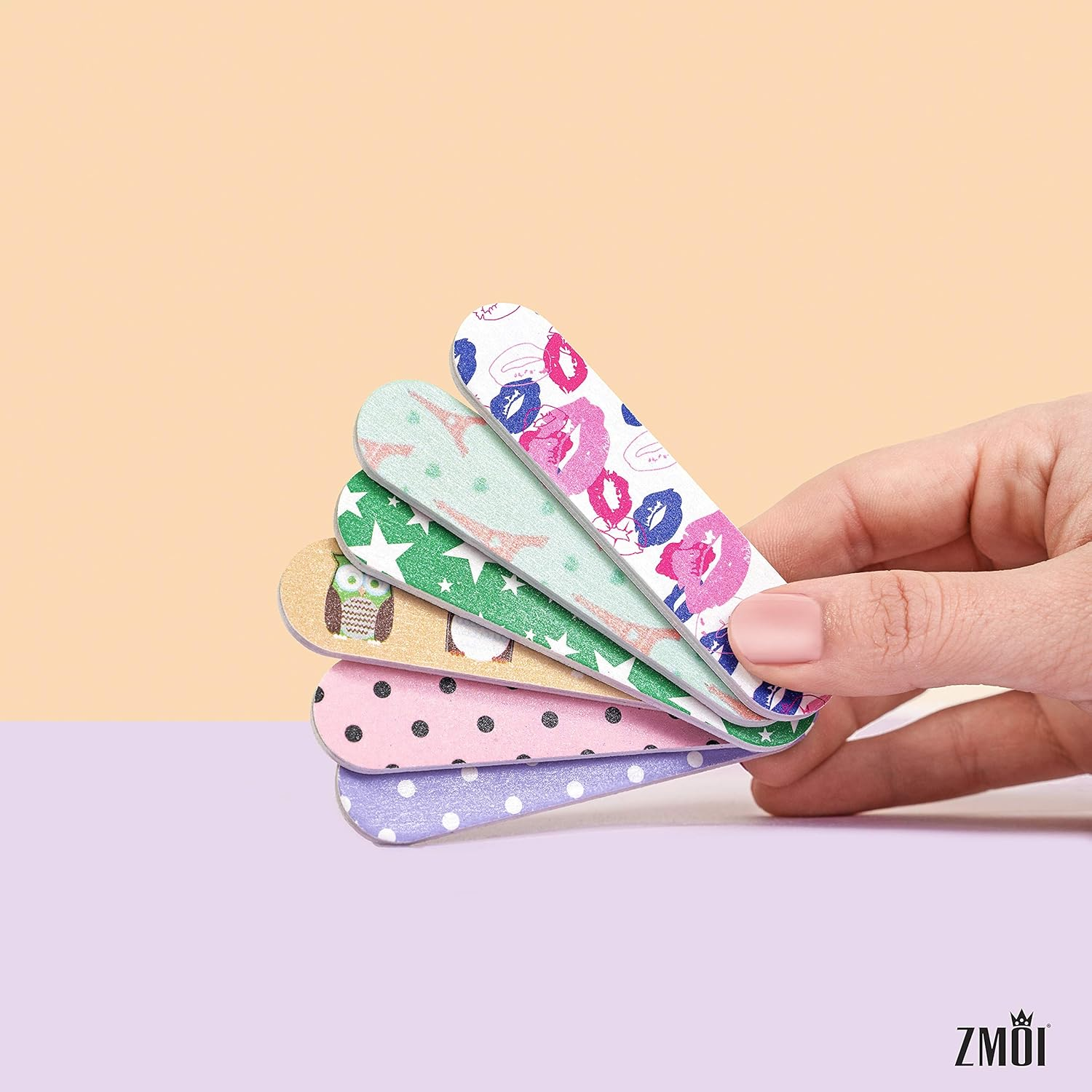 ZMOI 6 Pieces Colorful Girly Mini Emery Nail Files + 6 Pairs Heart Design Toe Separators Manicure/Pedicure Kit Kid Spa Party (Pack of 1)