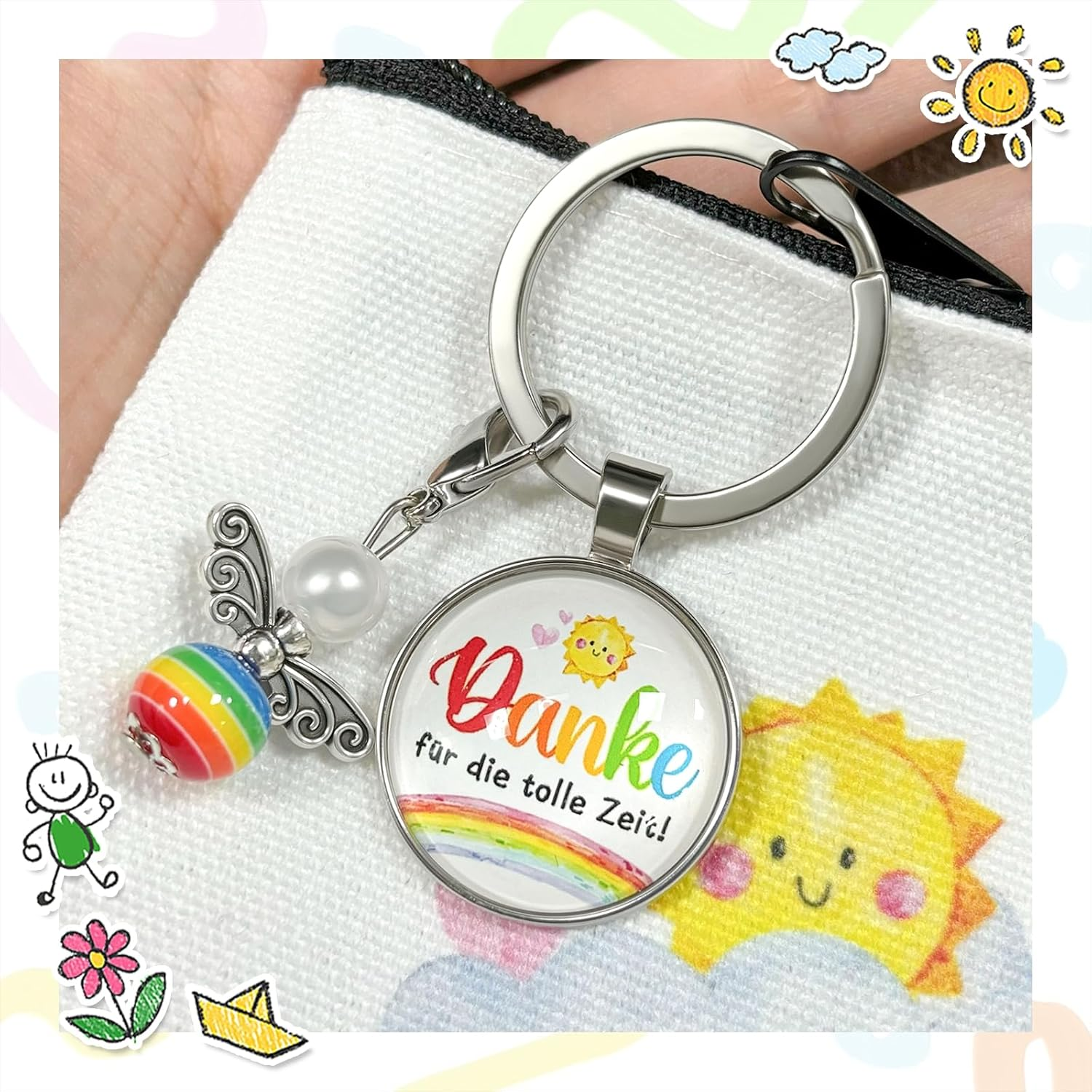 Teacher Canvas Cosmetic Bag with Keyring, 3 Sets image number 4