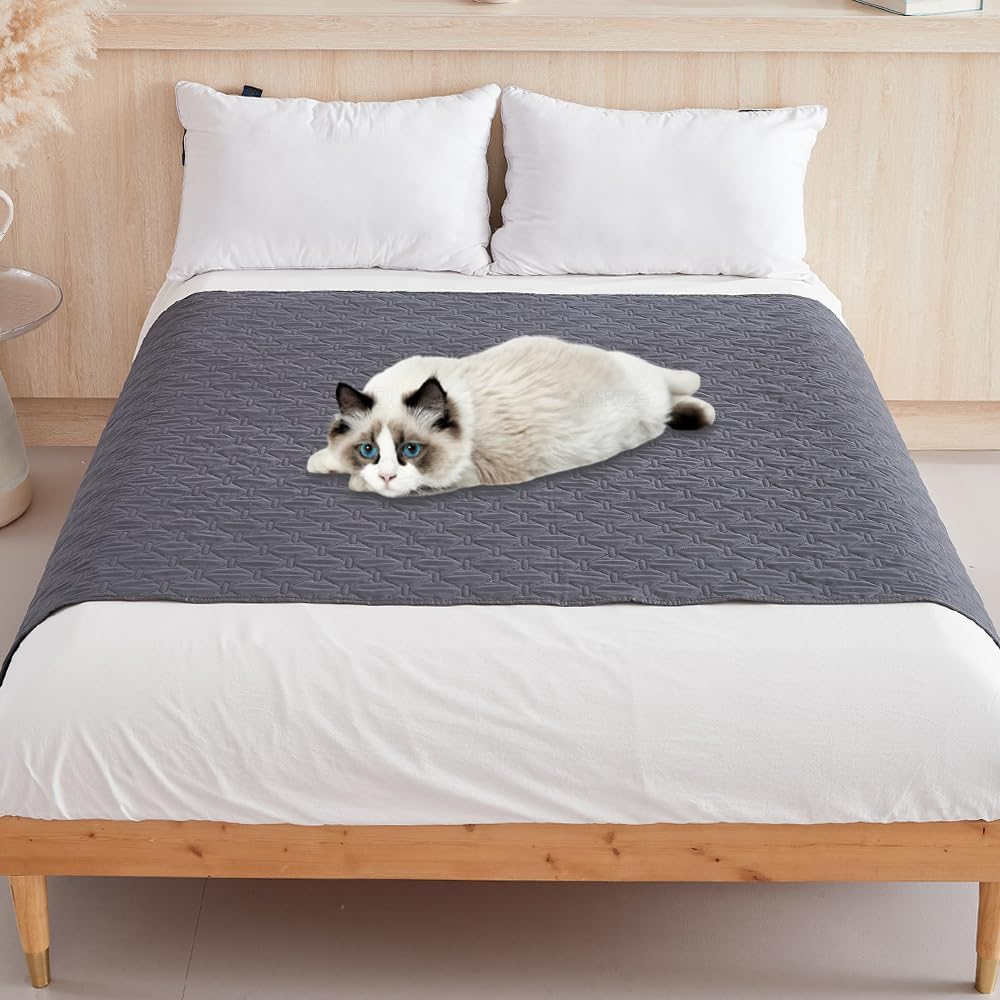 Waterproof Dog Bed Cover Anti-Slip Dog Couch Washable Pet Blanket Cover Waterproof Protector Cat Bed Couch Cover for Furniture Bed Couch Sofa 130X200Cm (Grey) (130 * 200)