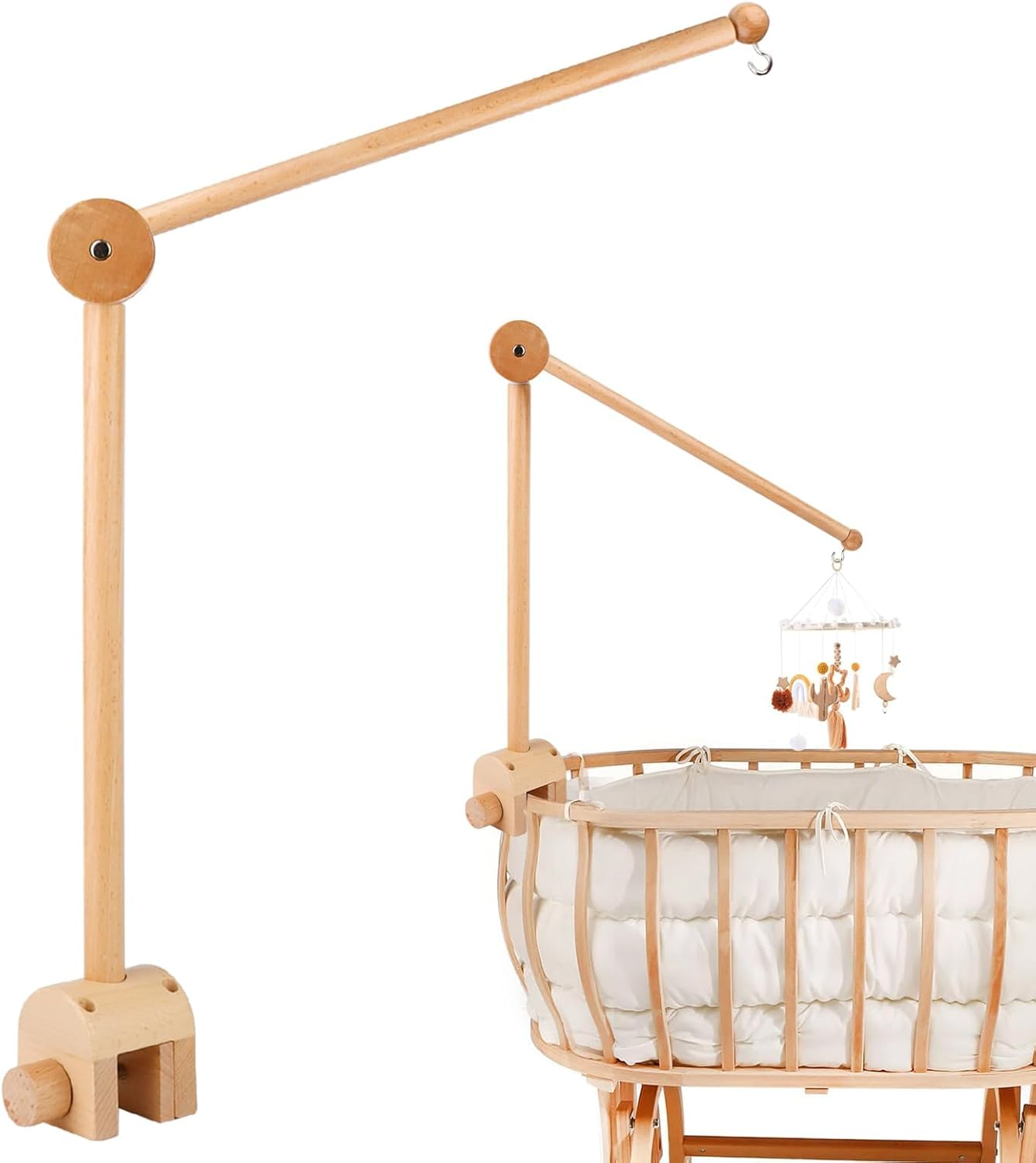 Wooden Crib Mobile Arm,Baby Cot Holder Height Adjustable for Nursery Decor for Nursery Mobiles,Mobile Holder for Hanging Cots and Changing Tables Mobiles Chimes Toys image number 1
