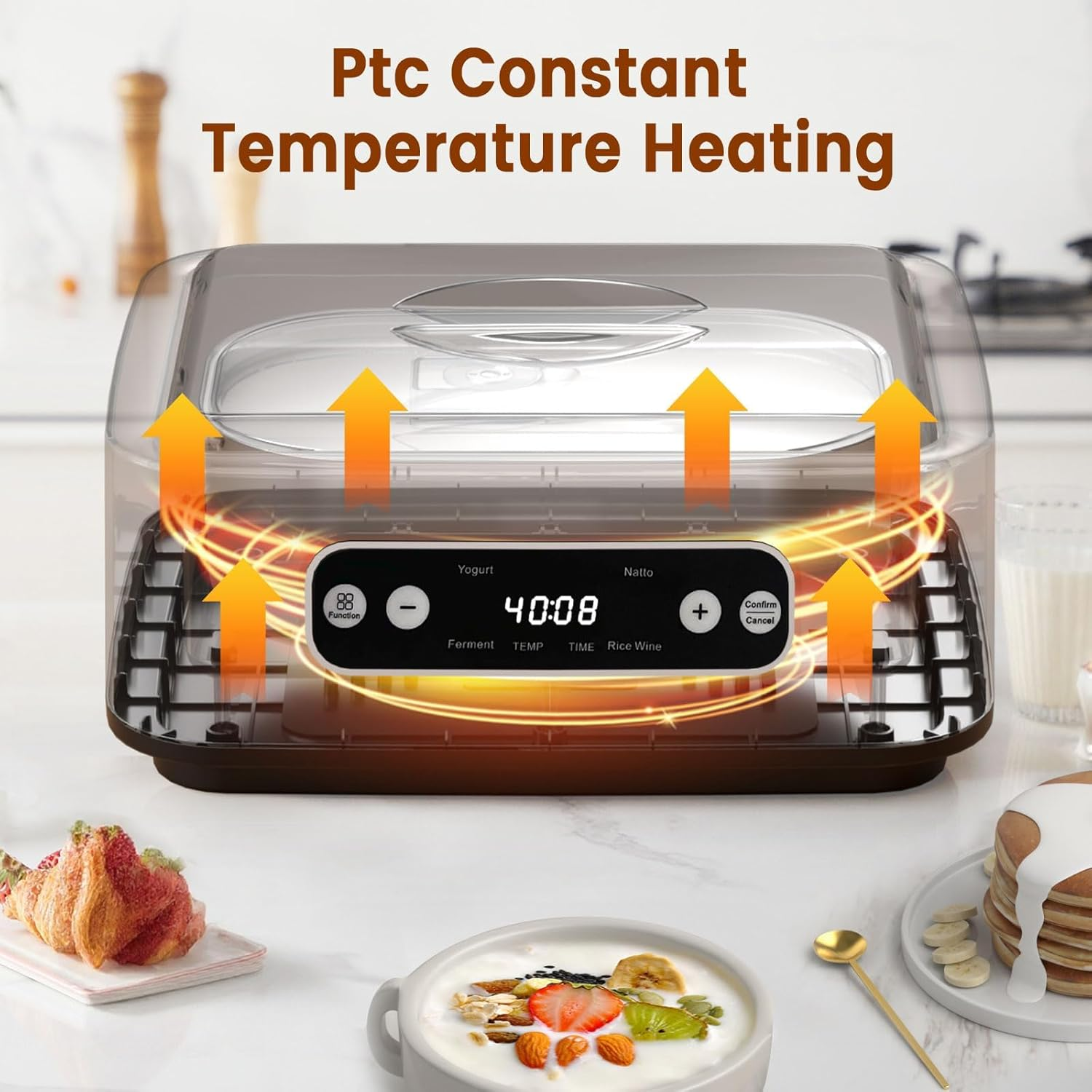 Yogurt Maker Machine, Automatic Yogurt Maker Temp Control & Smart Timer, Homemade Greek Yogurt Machine, Includes 9X100Ml/3.4Oz Glass Jars & 1.6L Stainless Steel Liner image number 5