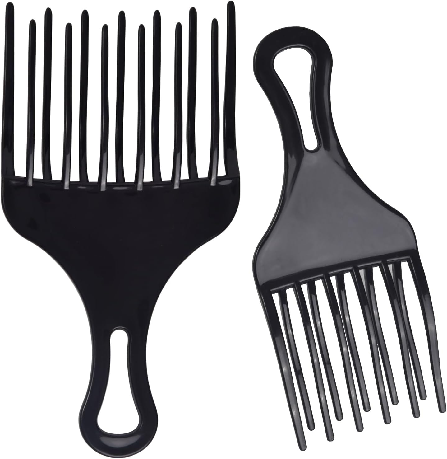 2 Pcs Afro Comb for Curly Hair Afro Pick Hair Pick Comb Pick Hair Comb Plastic Wide Teeth Comb Double Fist Pick Large and Small Afro Pick Comb for Hair Styling Detangle Wig Braid image number 2