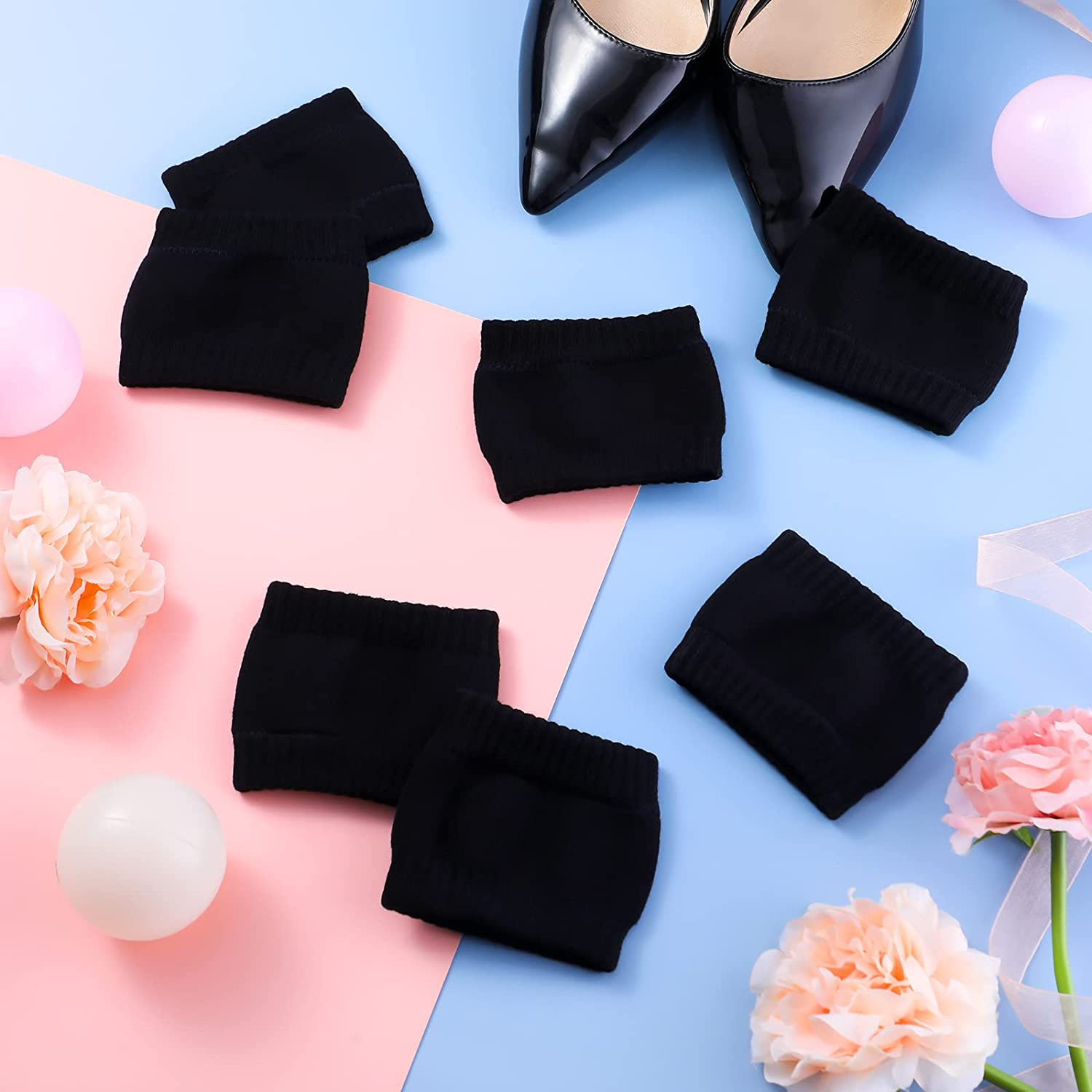 6 Pairs Dance Shoe Socks on Smooth Floors over Sneakers Shoe Cover Dancing Shoe Sliders Ballet Dancers Turning Socks - Gray Blue Pink image number 2