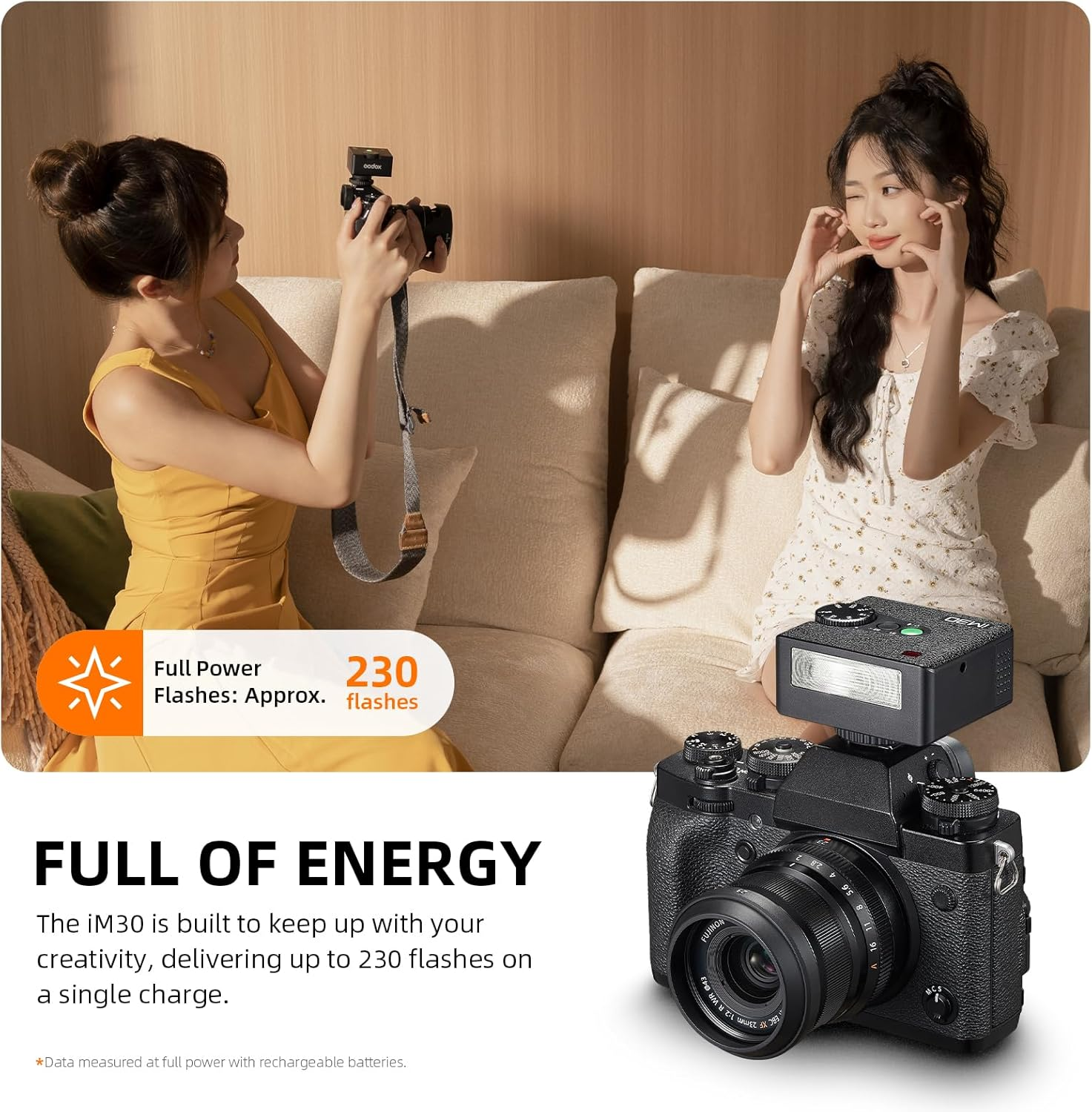 Godox Flash Im30 Camera Flash, GN15 7 Power Levels (1/64~1/1), S1/S2, Pocket Mini On-Camera Flash Speedlite for Sony, Canon, Nikon, Olympus, Fujifilm, Panasonic, Pentax Cameras - Im22 image number 4