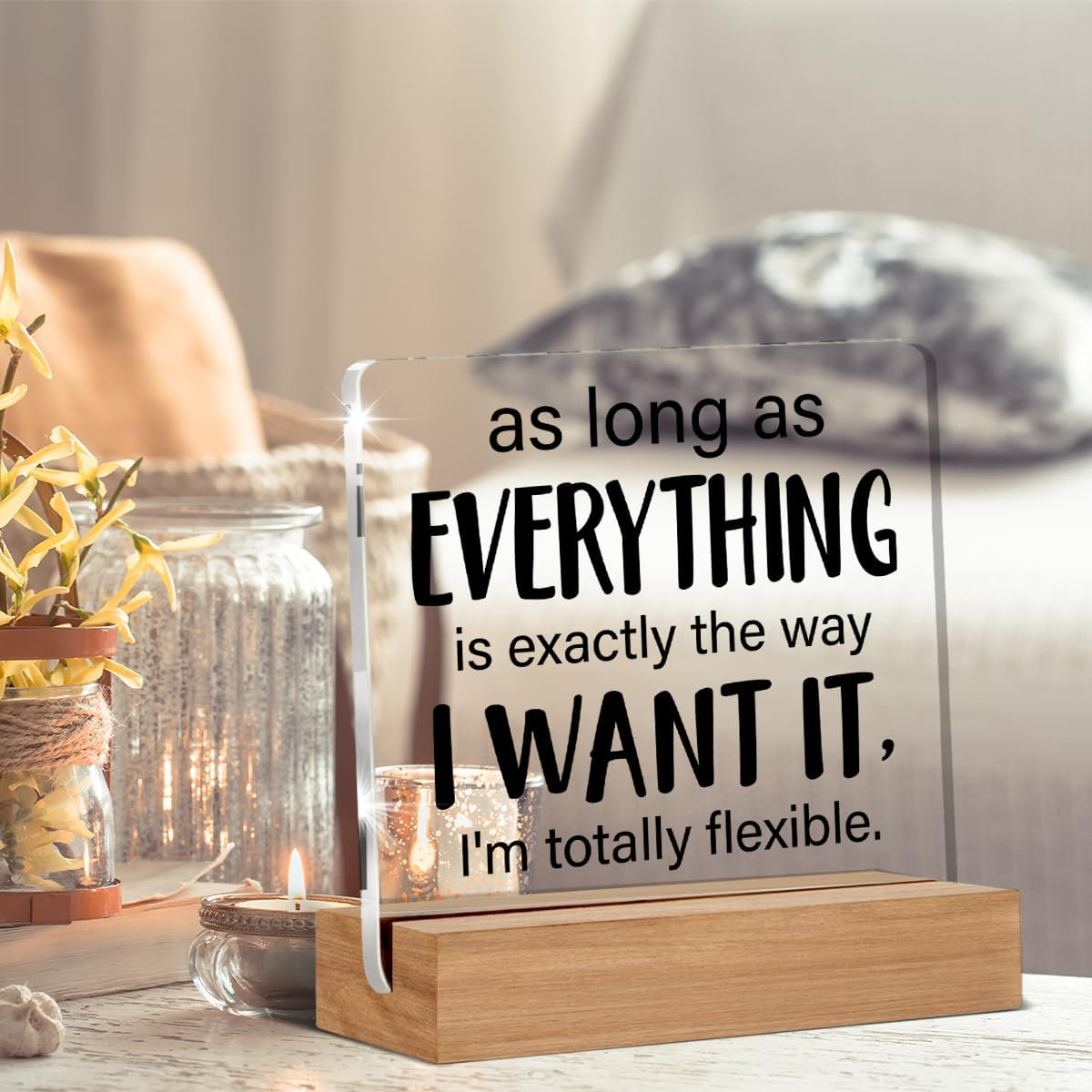 Funny Office Gift Humor Gifts for Coworker Colleague Leader Boss Office Clear Desk Decorative Sign Acrylic Sign with Wooden Stand for Desk Table Shelf