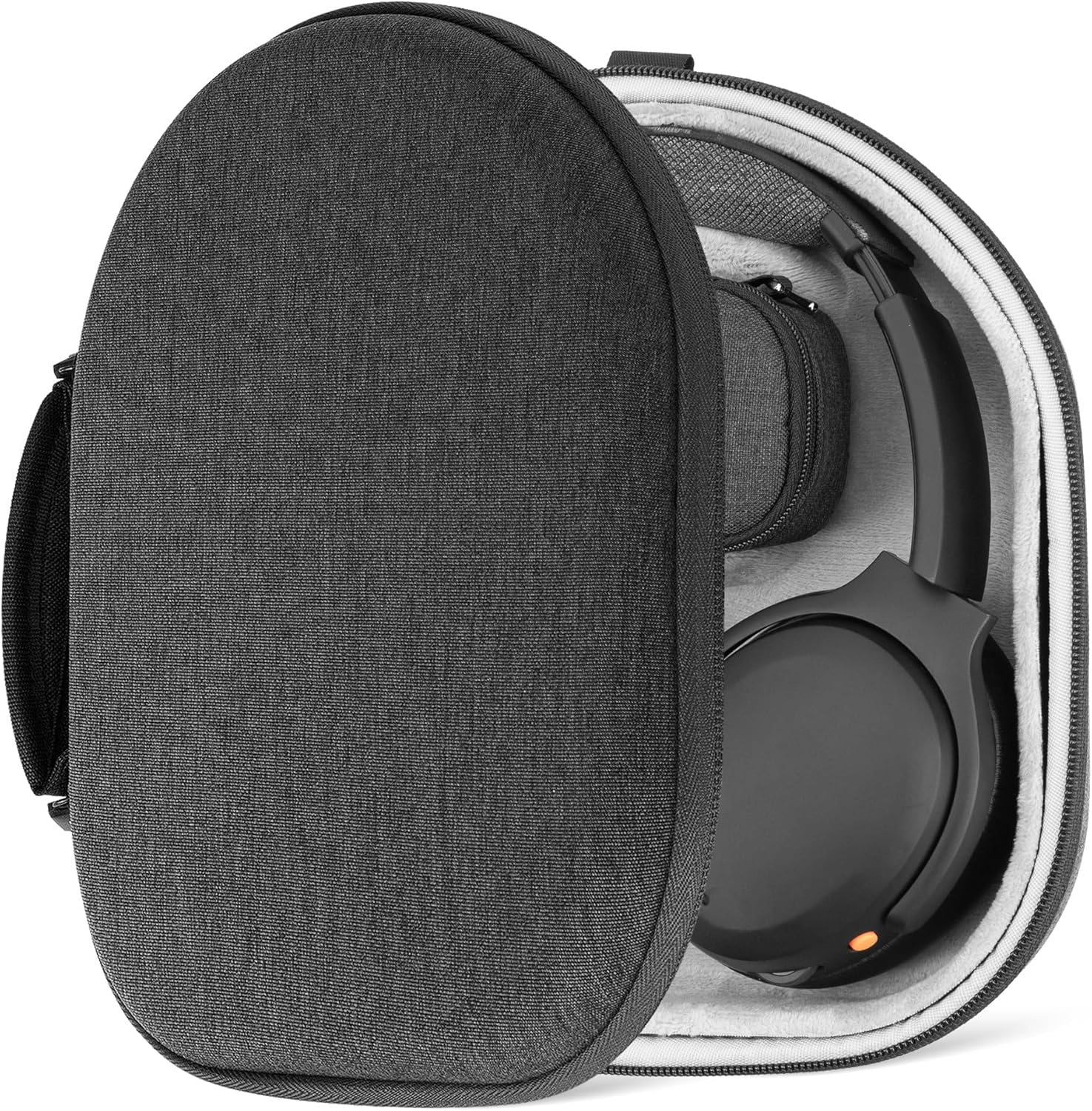 Geekria Shield Headphones Case for Lay Flat Over-Ear Headphones, Replacement Hard Shell Travel Carrying Bag with Cable Storage, Compatible with Steelseries, B&W, Skullcandy Headsets (Grey) image number 2