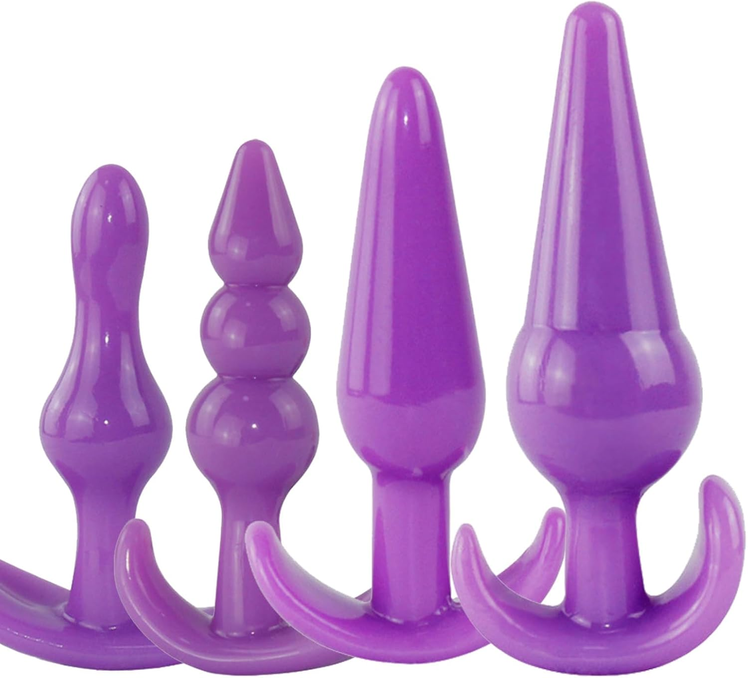 Mineens Anal Training Kit with 4 Silicone Butt Plugs - Graduated Sizes for Beginners and Advanced Users, Prostate Massager for Men and Women Sex Toy (Black)