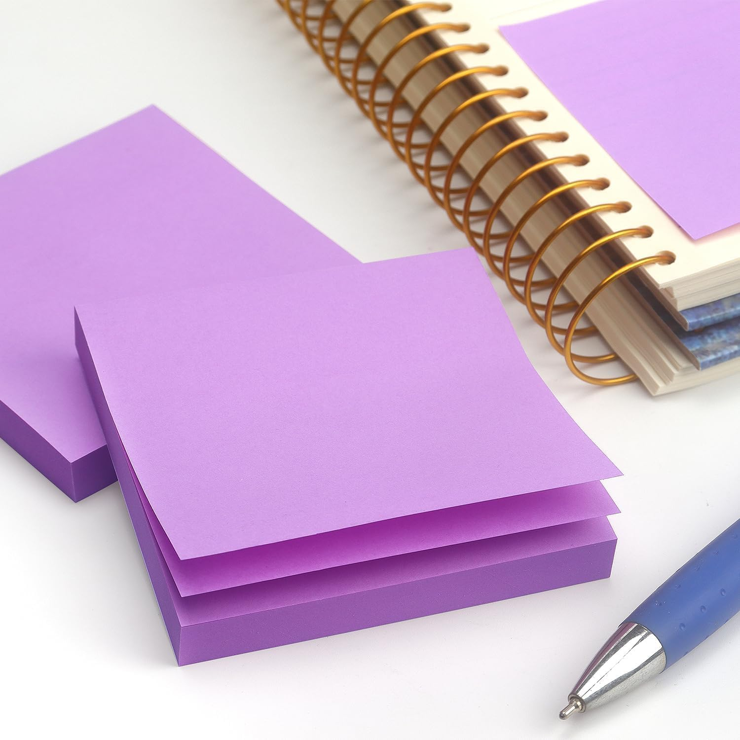 Sticky Notes 3X3 Self-Stick Notes Pads with 6 Bright Colors, Easy to Post for Office, Shool, Home,Restaurant,6 Pads/Pack, 50 Sheets/Pad-Purple