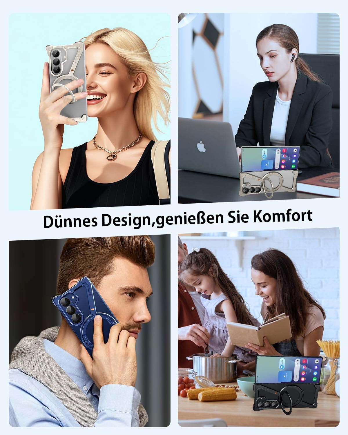 Z Shape for Samsung Galaxy Z Fold 7 Case, Frameless Aluminium Thin Mobile Phone Case with 360&deg; Rotating Magnetic Stand, Metal Shockproof Protective Case for Samsung Z Fold 7 Case (Blue Shadow) image number 4