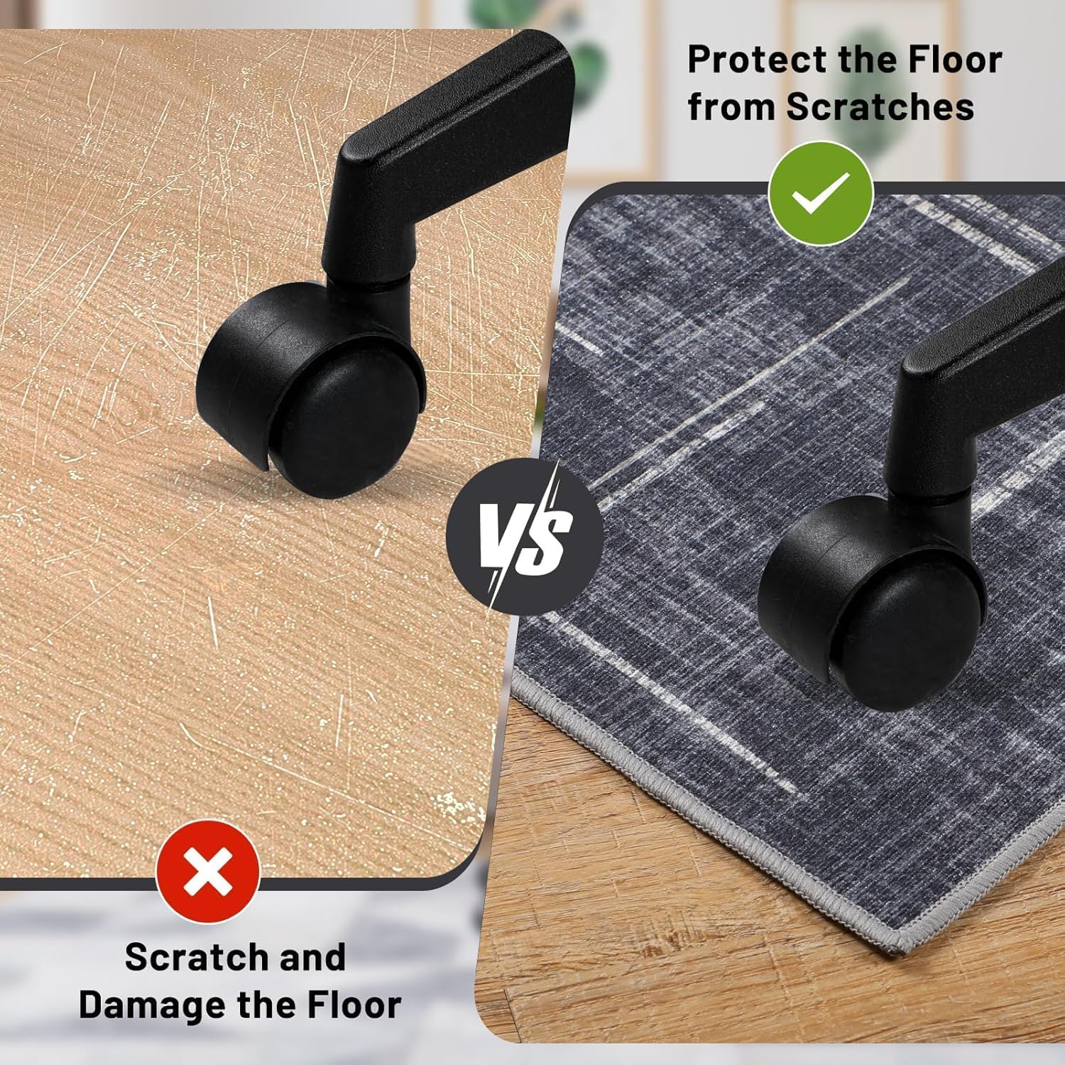 Office Chair Mat, Xinm 100 * 120Cm Anti-Slip Desk Chair Mat for Rolling Computer Chair Hard Floor Low Pile Carpet Floor Protector for Home Office, Easy Glide and Flat without Curling- Black image number 3