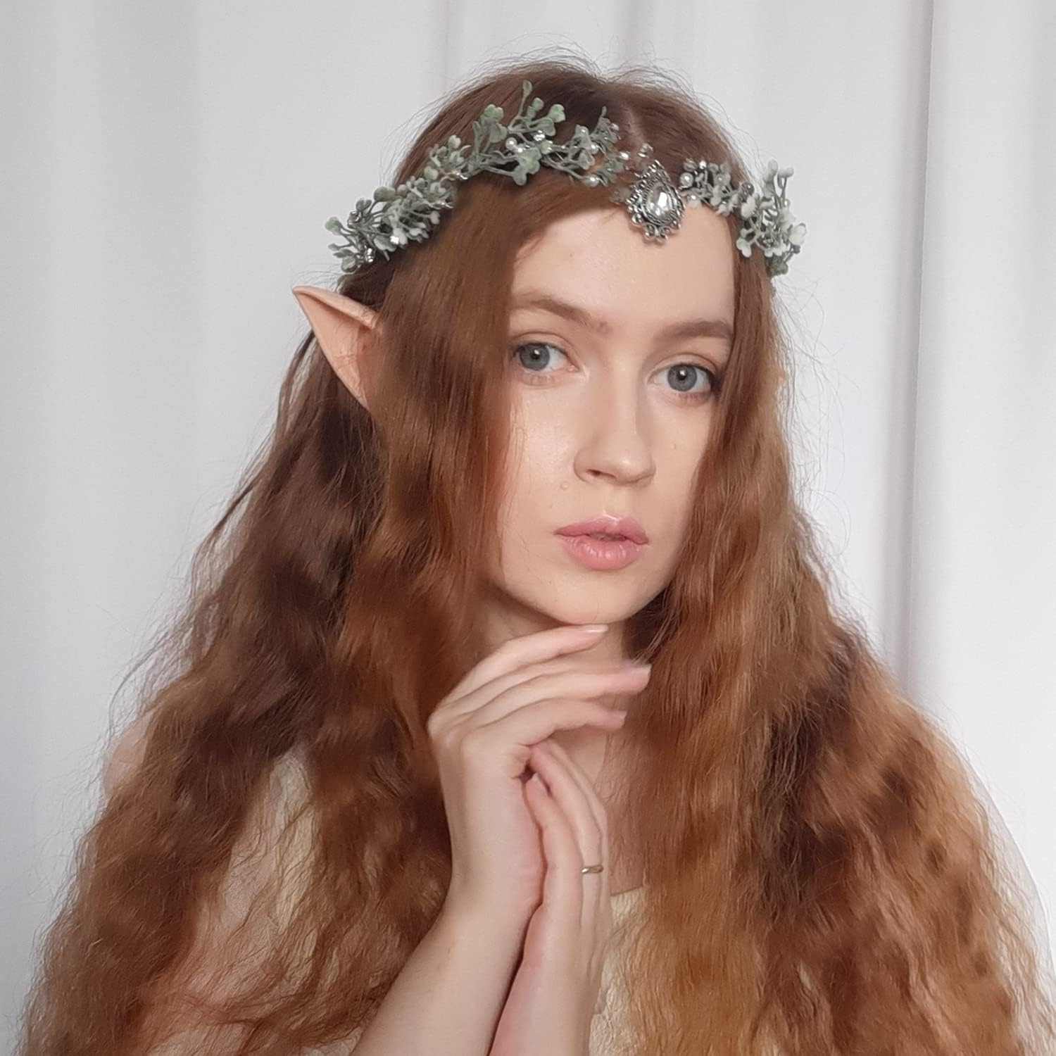 MOSTORY Fairy Flower Crown Women - Elf Headpiece Forest Floral Headband Woodland Circlet for Women Renaissance Halloween Accessory Renfaire Cosplay image number 3