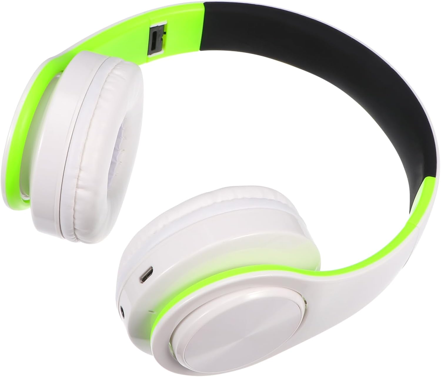 LIGIGWASH Foldable Wireless Over-Ear Headphones Adjustable Stereo Headset with Wireless Connectivity and Micro Memory Card Slot for Sports and Travel, Lightweight Green-White Design image number 6