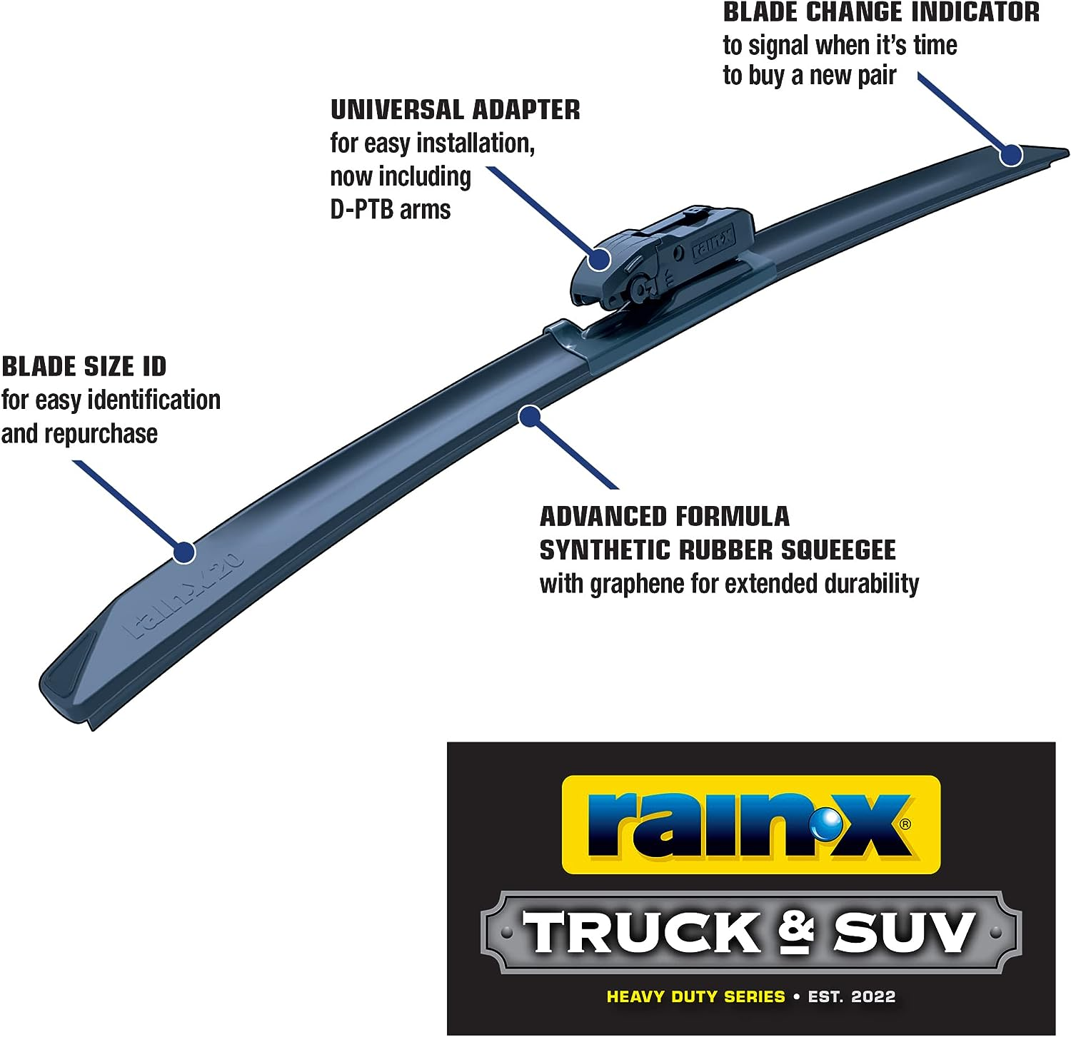 Rain-X 870116 Truck & SUV Premium Wiper Blades, 16 Inch Windshield Wipers (Pack of 1), Automotive Replacement Windshield Wiper Blades Engineered for All Driving Adventures image number 3