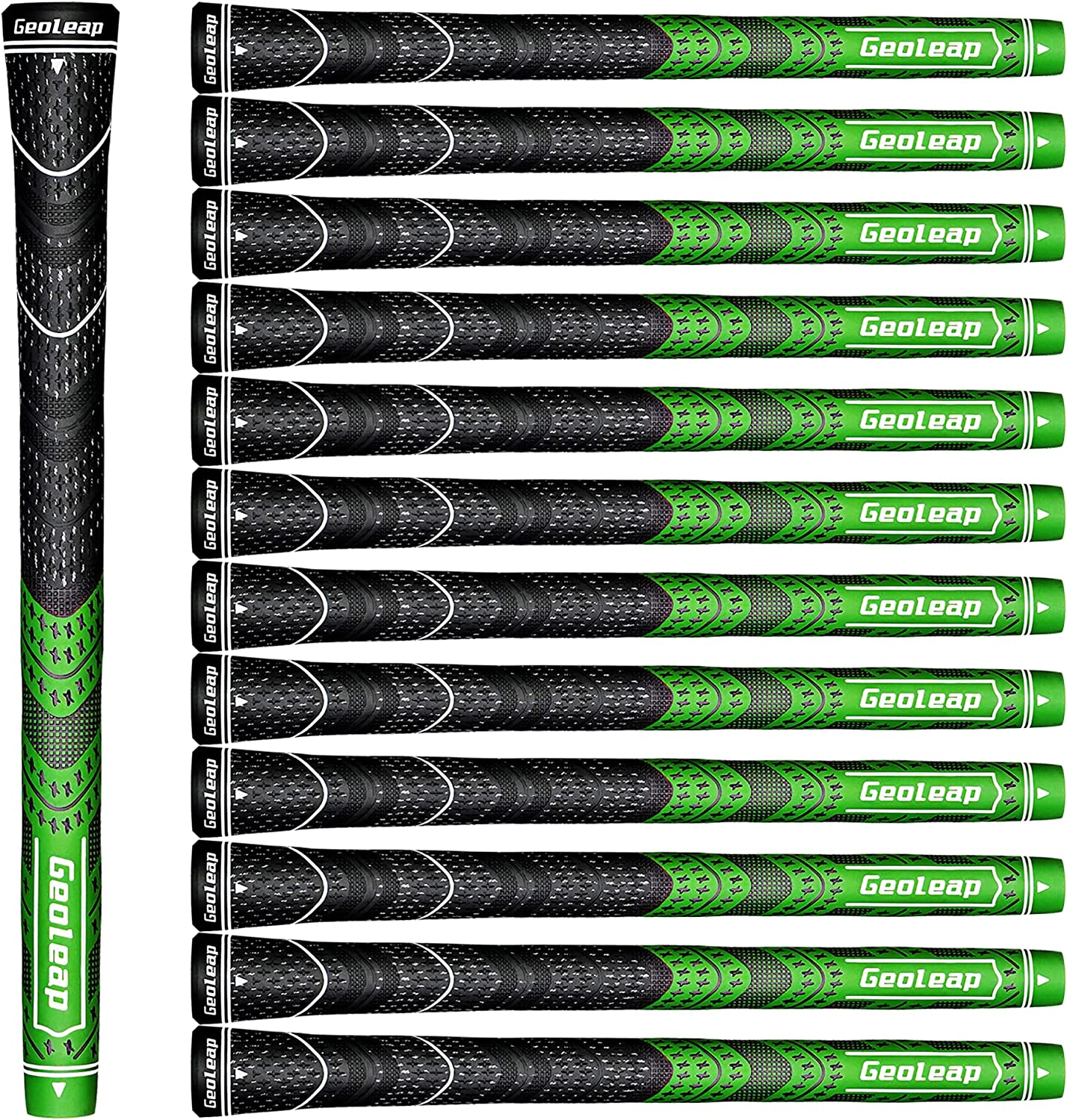 Geoleap Golf Grips Set of 13- Cord Rubber Compound Material, Hybrid Golf Club Grips, All Weather Performance.