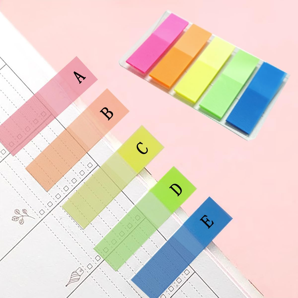 1000 Pcs, 2 Types, 500 Pcs Sign Here Tab + 500 Pcs Sticky Note Flag, Sign Here Sticker, Sign Here Flag, Index Tab Flag Sticker for Document Notebook Home Office School Supplies, 10 Pack, 5 Colors