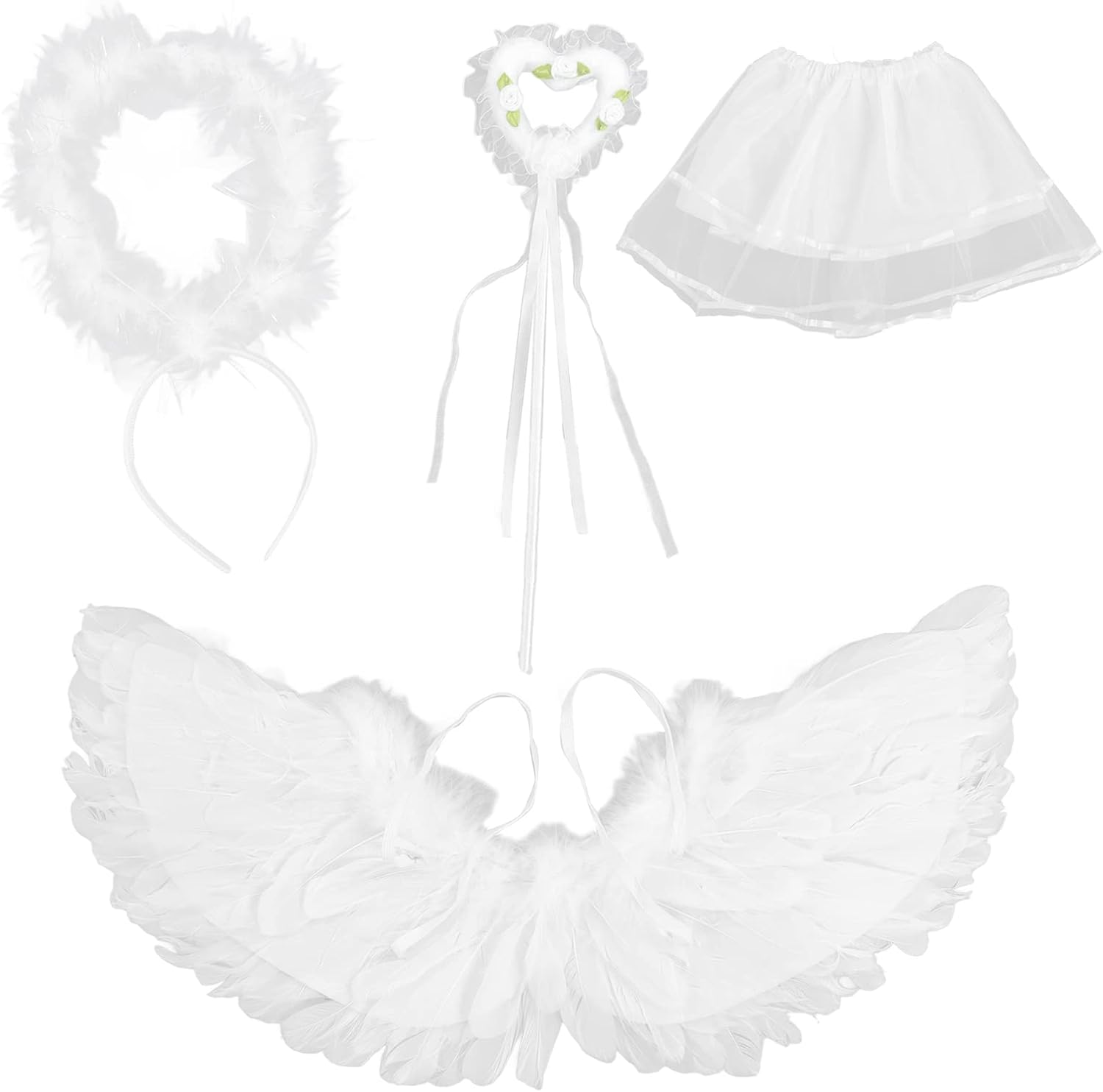 Angel and Halo for Kids, Angel Costume Adult Feather Wingsare for Halloween, Christmas Eve and Christmas(1#)