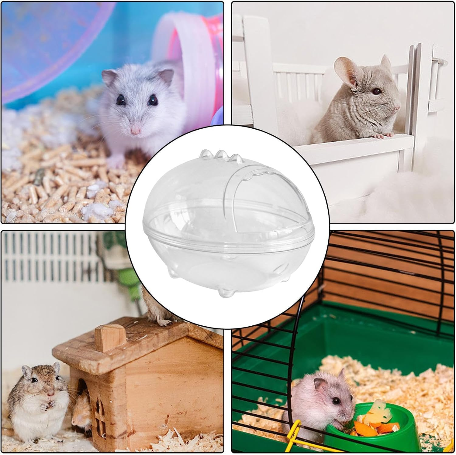 Sand Bath Box - Hamster Bed Sand Bath Box | Washroom Hamster Container | Transparent Small Pet Cleaning Container | Big Size Bathing Accessories | Washable Washroom for Gerbils Mice image number 1
