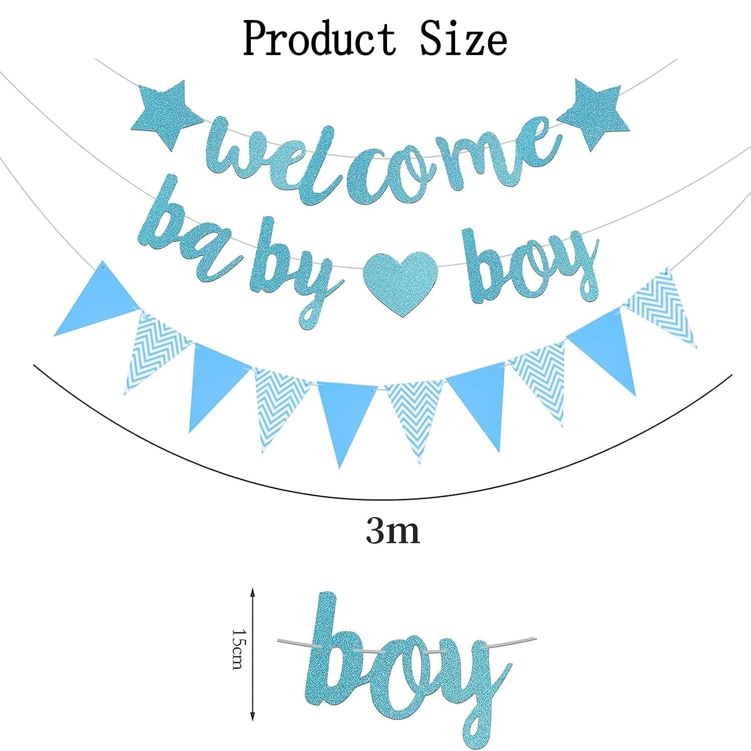 Welcome Baby Boy Banner, 1 Set Baby Boy Blue Glitter Party Decorations Banner,Baby Boy Shower Banner,Welcome Home Baby Boy,Baby Boy Welcome Banner,Welcome Baby Boy Banner Glitter Welcome Boy Banner image number 2