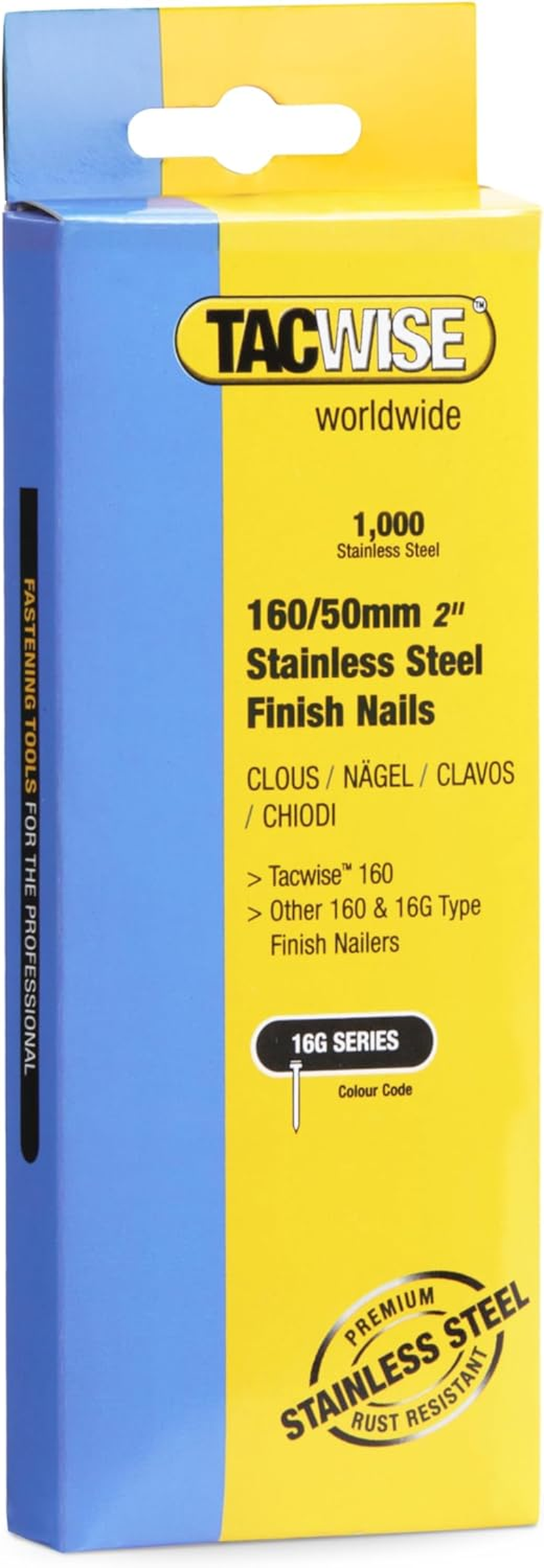 Tacwise 1098 Type 16G / 50 Mm Stainless Steel Finish Nails, Pack of 1000 image number 4