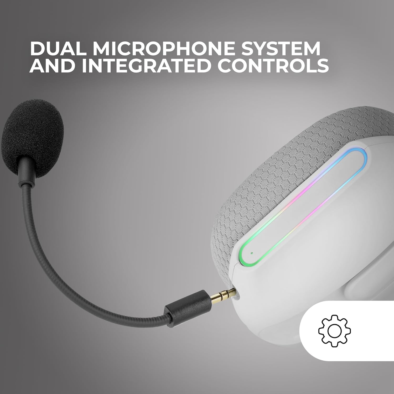 MARSGAMING MHW-PRO Wireless Gaming Headset ARGB Flow, 3D Surround Sound 7.1, Bluetooth 5.3 + 2.4Ghz + 3.5 Mm Jack, Ultralight Ergonomic Design, Dual Microphone, Multiplatform, White image number 3