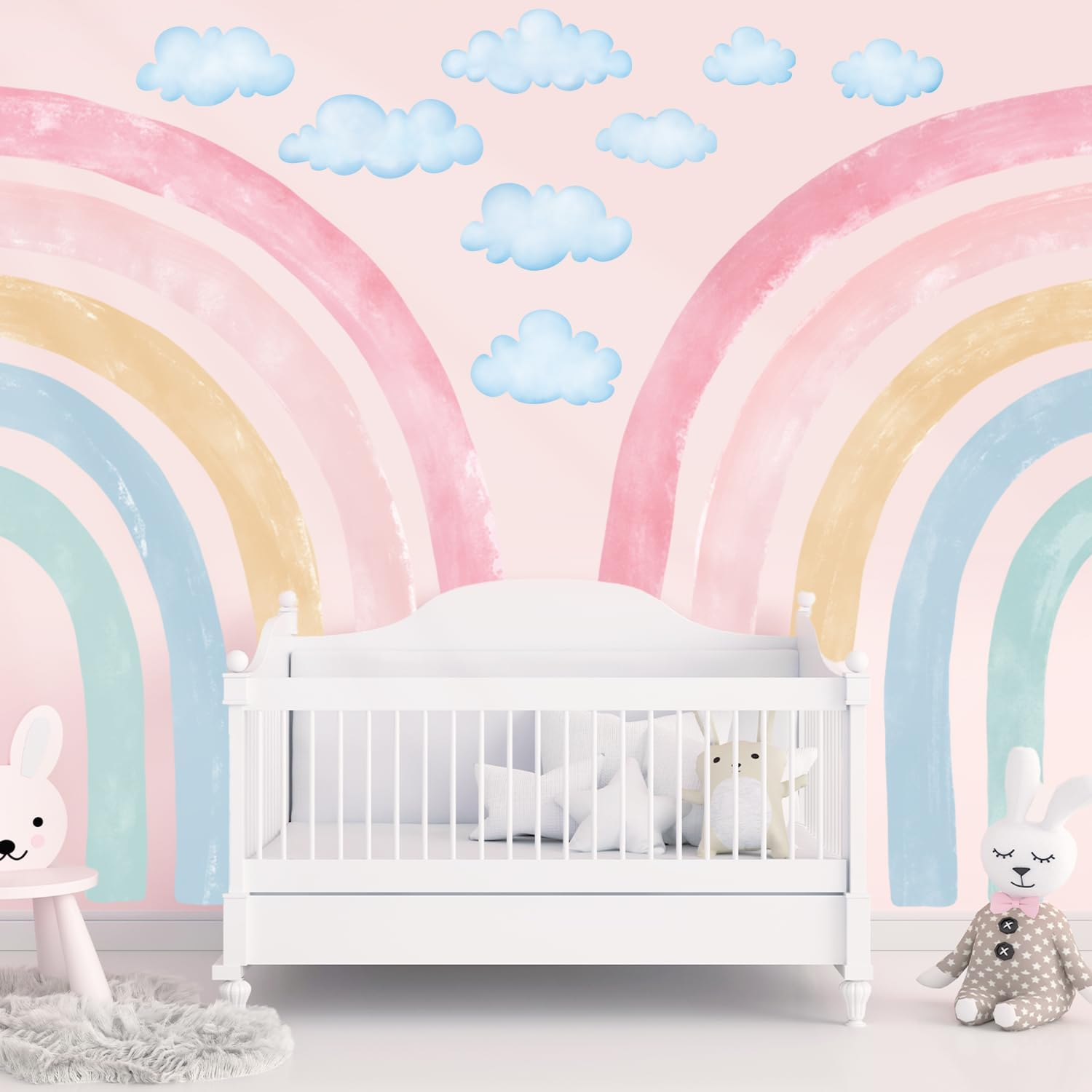 DECOWALL SG4-2429 Watercolor Rainbow Wall Stickers Kids Decals Playroom D&eacute;cor Room Girl Large Nursery Toddler Peel and Stick Baby Art Classroom