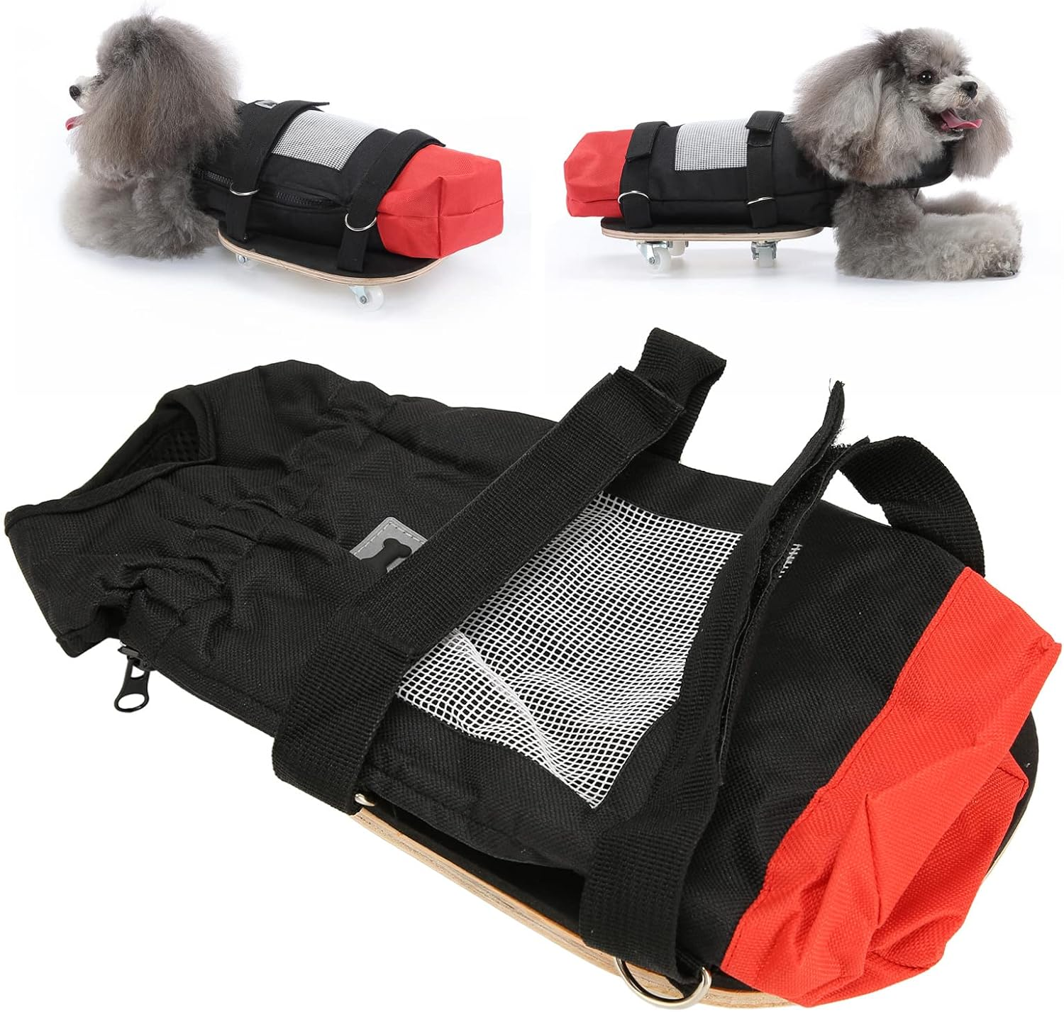 Dog Walking Scooter, Elastic Band Silent Wheels Pet Wheelchair, Breathable Oxford Fabric Pet Drag Bag Scooter, Outdoor Traction Bag Dog Cat Wheelchair for Back (M(Suitable For image number 5