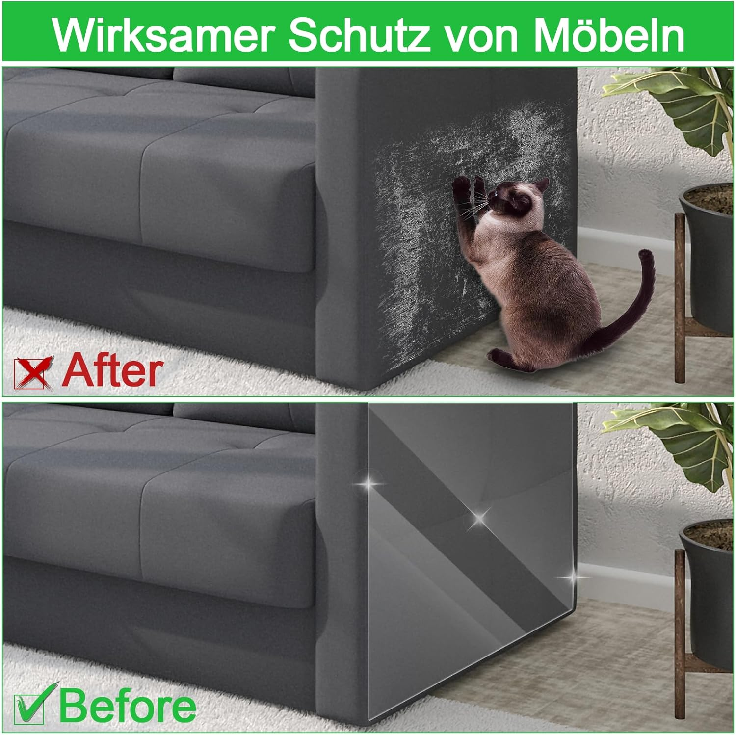 Royouzi Cat Scratch Protection Sofa (21 Cm X 5 M) Cat Scratch Protection Sofa Protection Cat Ideal for Furniture, Sofas, Doors and Walls, Prevents Scratches by Cats and Dogs image number 2