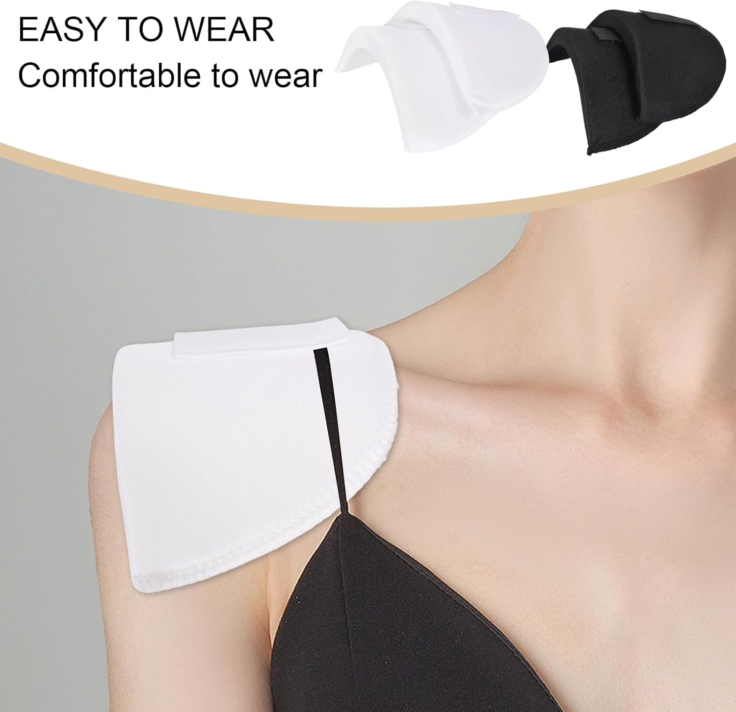 Shoulder Pads 2 Pairs Set in Shoulder Pads, 1.5Cm Thick, Sponge Shoulder Pads, Removable Shoulder Pads, Breathable, for Women & Men (Black & White) image number 1