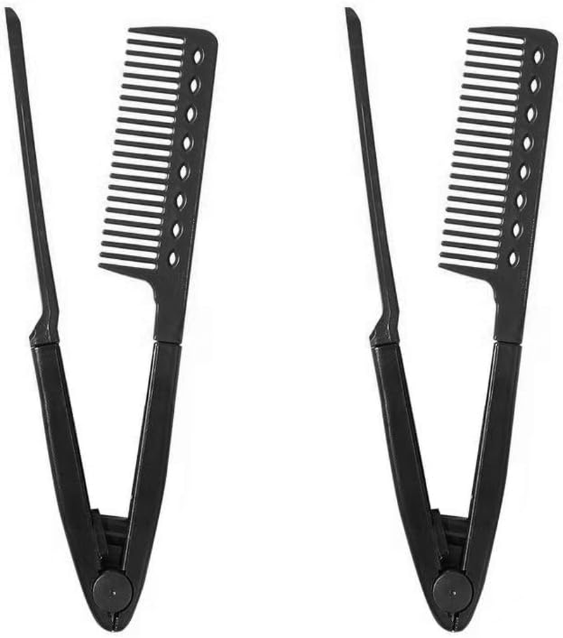 Loogujuzao 2 Pcs Straightening Combs &ndash; Detangling & Smoothing Hair Styling Comb for Firm Grip & Frizz-Free Styling (Purple)