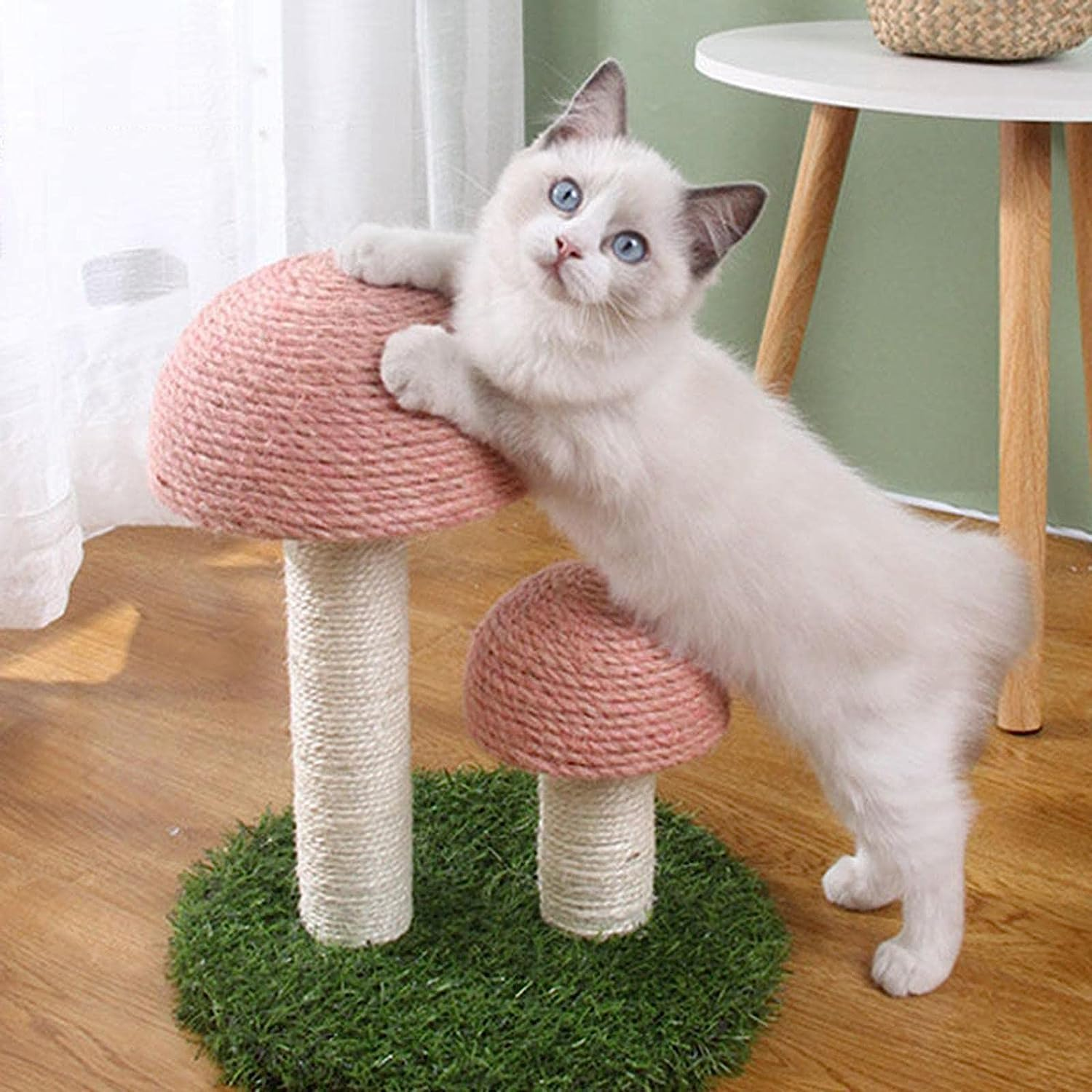 Cat Tower Stable Cat Tree with 2 Scratching Posts Interactive Pet Toy for Cats Grinding Claw Sisal Rope Post image number 4