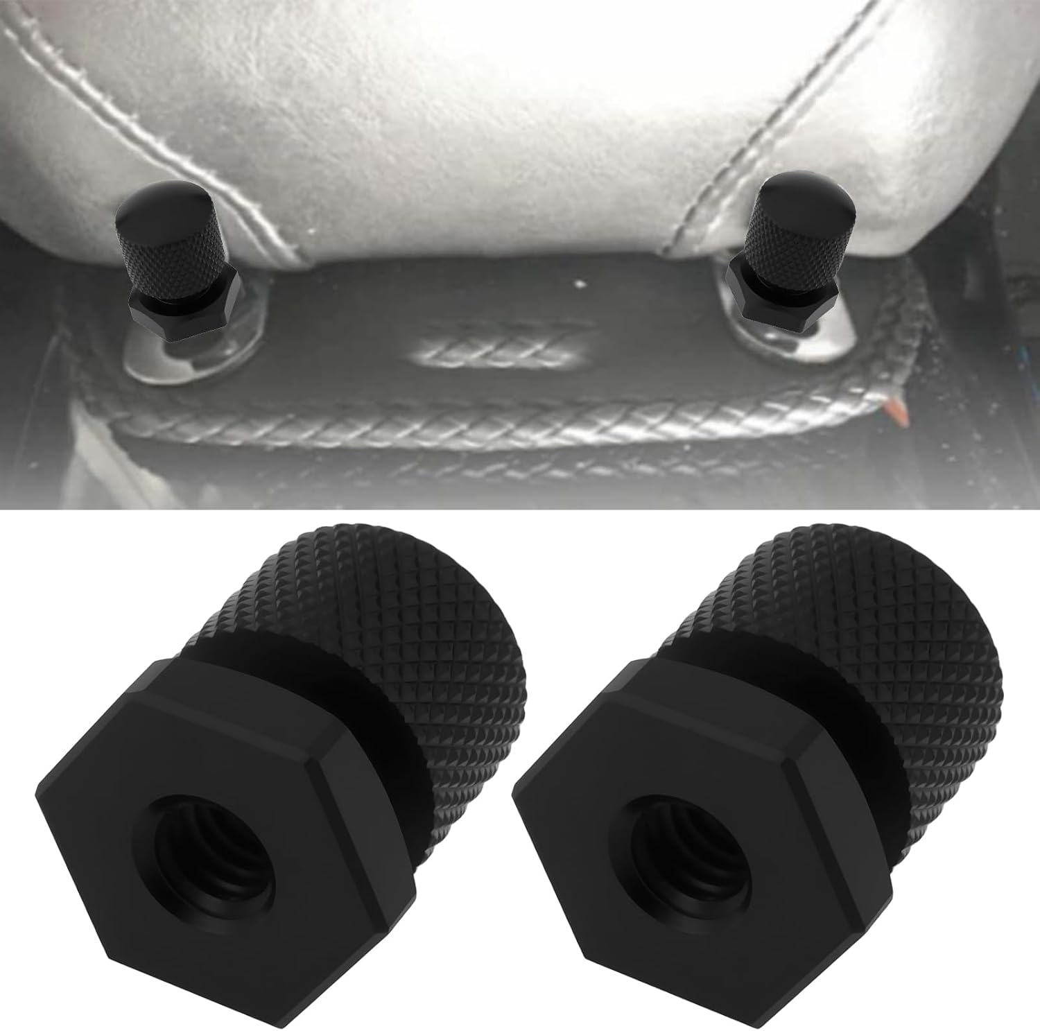 2X Rear Seat Mounting Screw Compatible with Har-Ley Touring Softail Fl,Knurled Aluminum Bolt,Black - Black image number 2