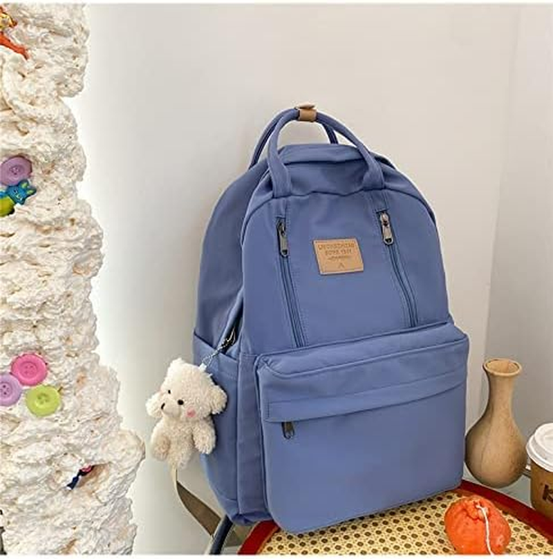 CHERSE Cute Backpack with Bear Aesthetic Accessories Kawaii Stuff Y2K Backpack Preppy Shoulder Bookbag - Blue image number 2