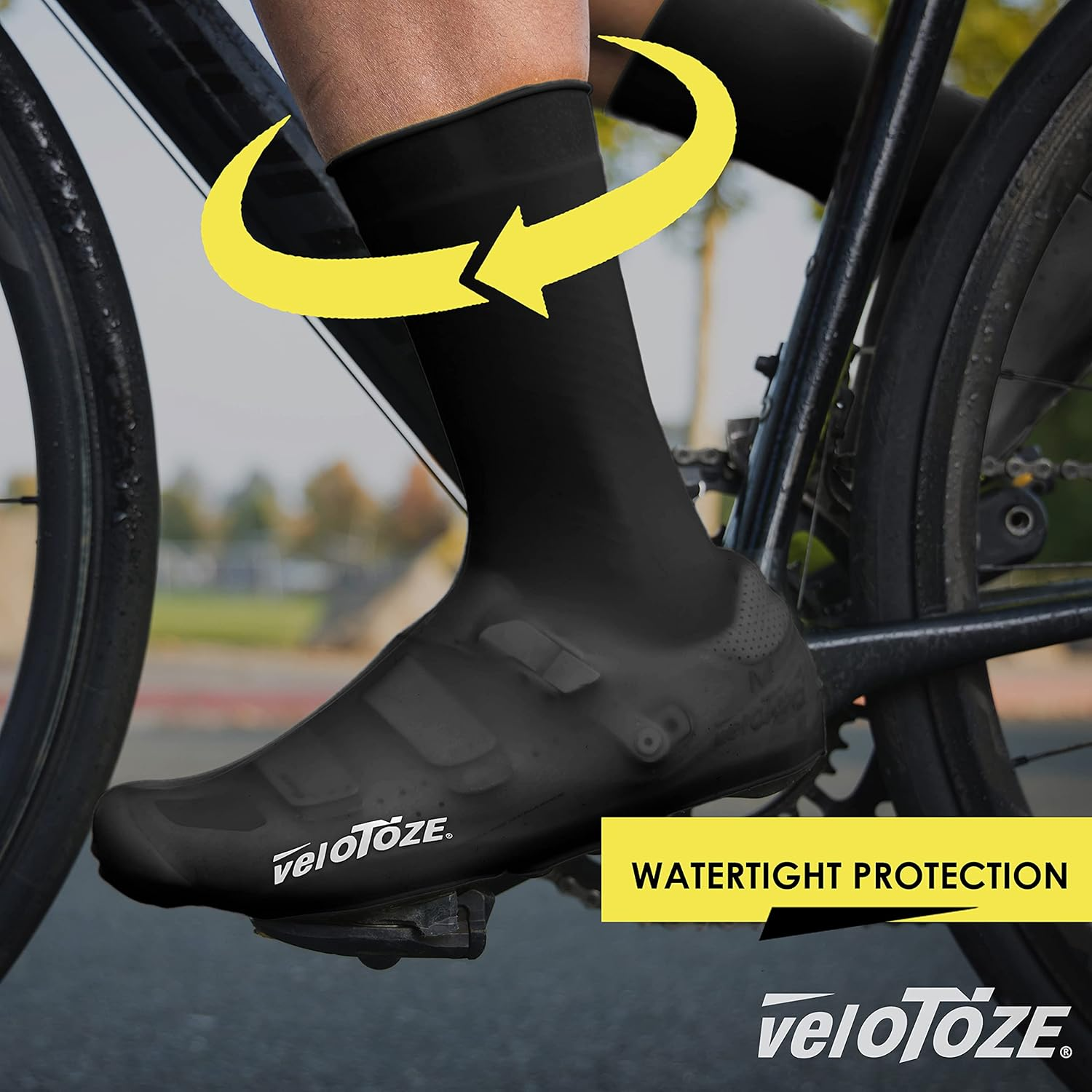 Velotoze Tall Silicone Shoe Cover with Snaps - Covers Road Cycling Shoes - Waterproof, Windproof Reusable Boot-Style Overshoes for Bike Rides in Winter, Rain, Cold Weather Biking - for Men and Women image number 5