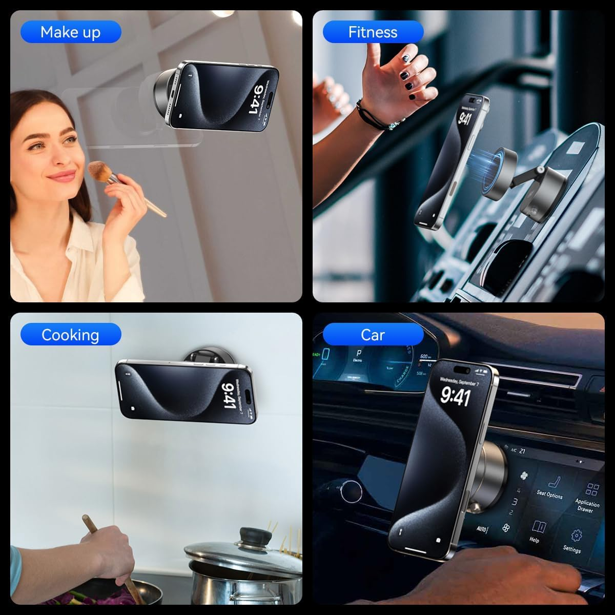 Phone Holders for Your Car, Foldable Car Phone Holder Mount for Dashboard, 360&deg; Rotatable Magnetic Phone Holder for Car, Magnetic Car Mount for Iphone All Cell Phones image number 1
