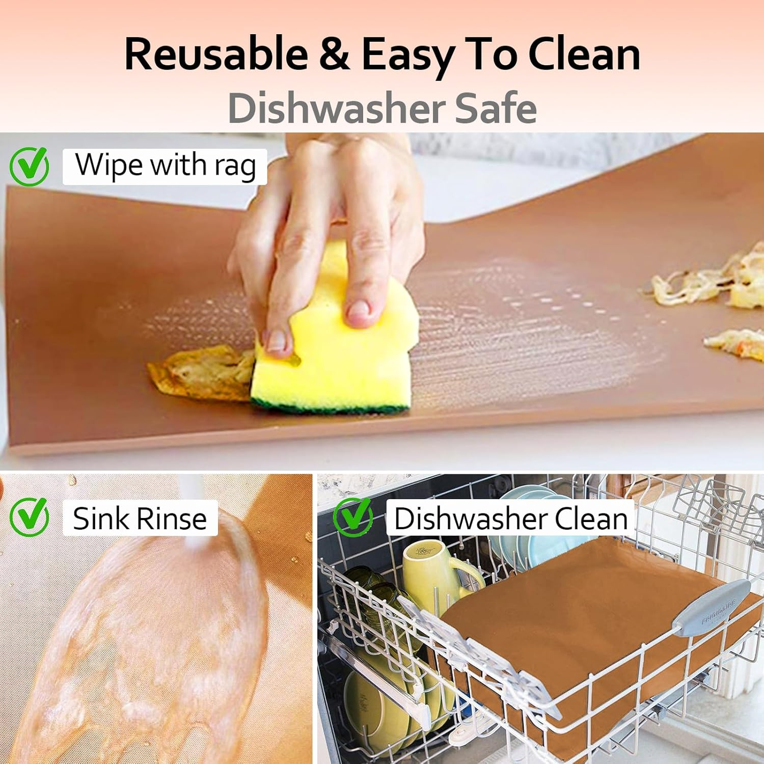 Cut to Size 16''X75'' (1,200 Sq. Inches) Oven Liners for Bottom of Oven, Non Stick Teflon Baking Mats, Reusable Kitchen Accessories for Gas Toaster Oven, Grills, Air Fryer Liners image number 4