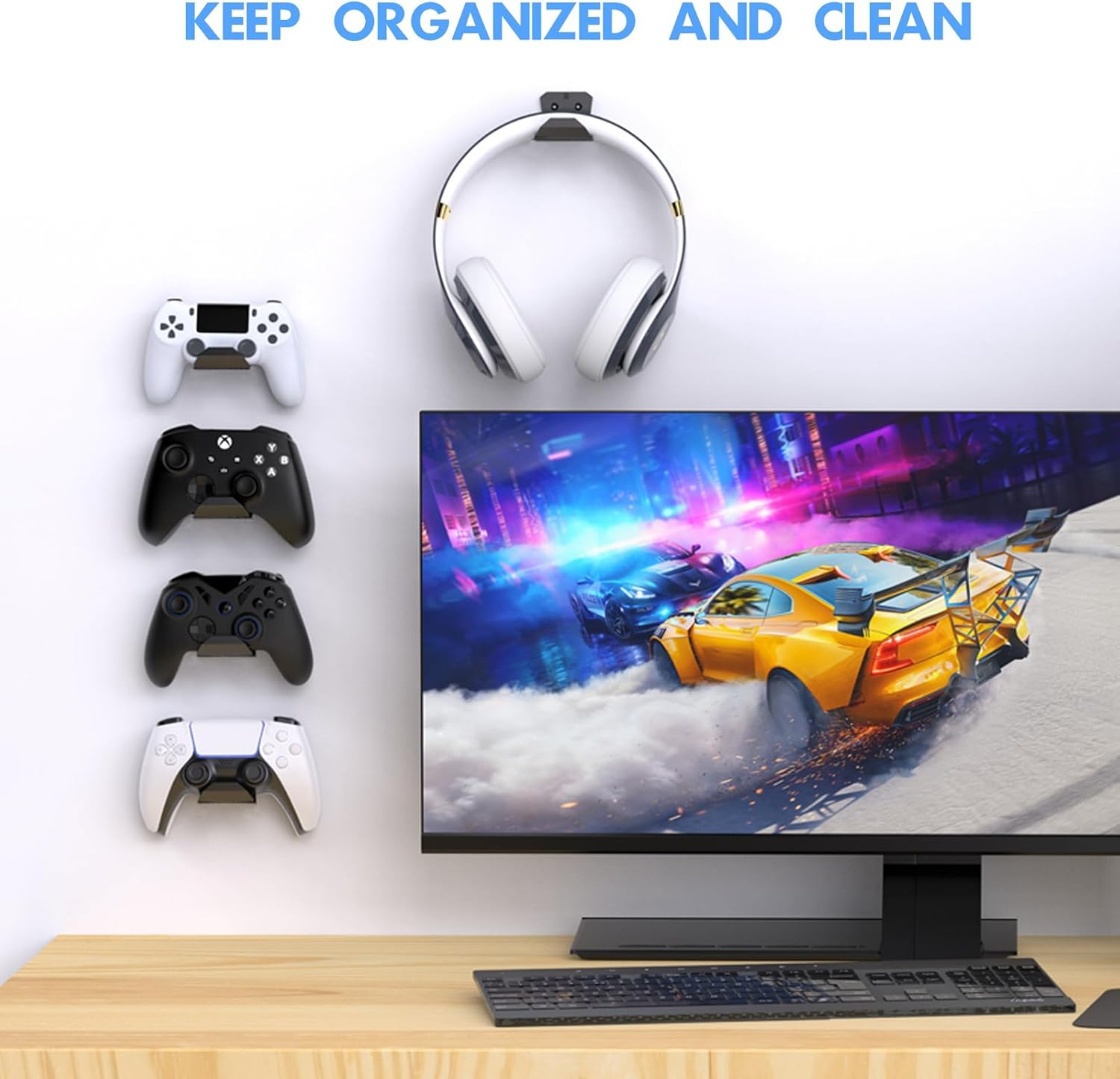 Controller Wall Mount Holder for PS5 Pro/Slim Controller, for Switch Controller,Strong Adhesive/Screw Controller Holder Headphone Stand,Headset Hanger Hook for Universal Controller and Headset-6 Pack image number 2