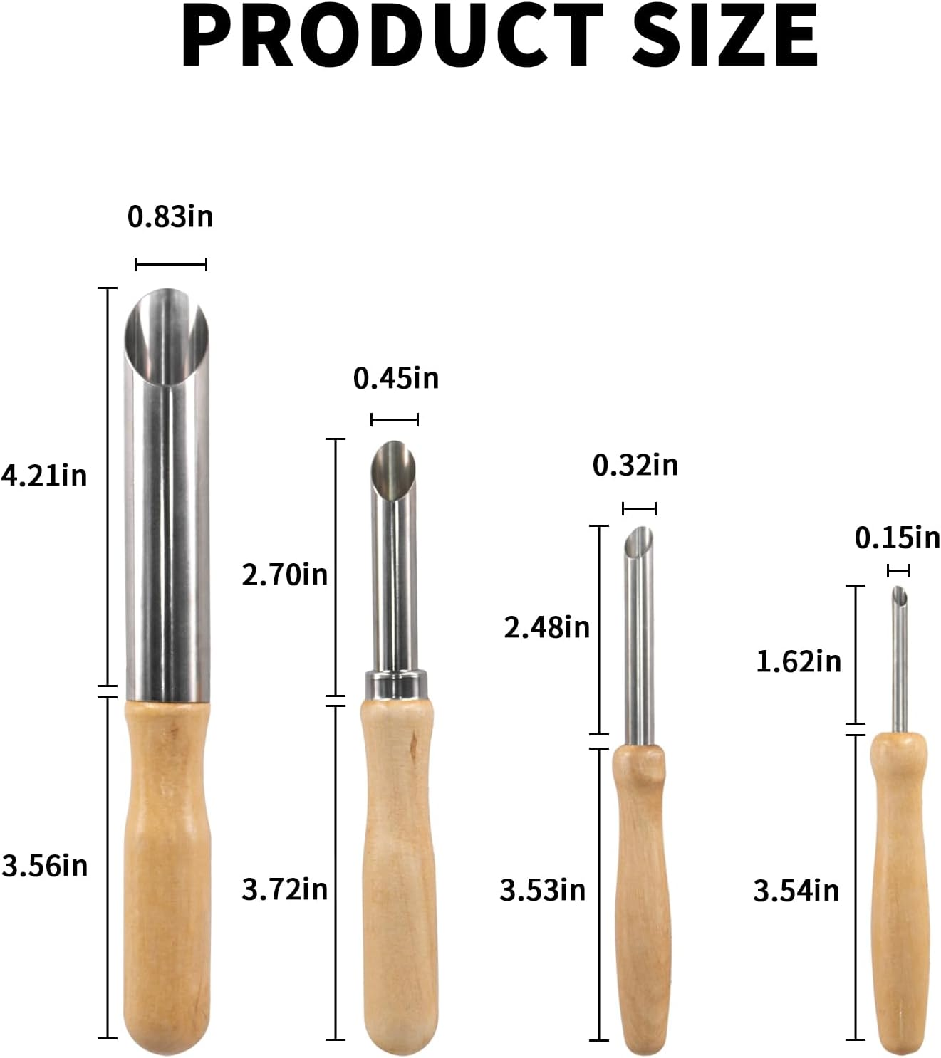 4 Pack Stainless Steel Circular Clay Hole Cutters, Wooden Handle Clay Tools for Drilling and Sculpture, Pottery Tools and Supplies