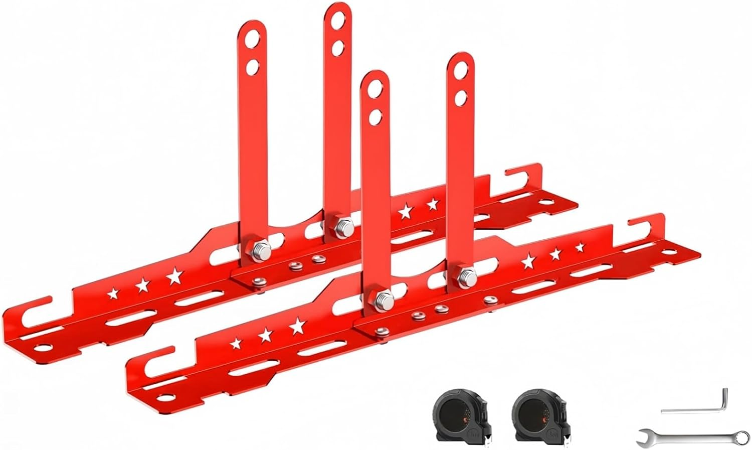 Wheel Alignment Tool with 2 Measuring Tapes, Upgraded Automotive Toe Alignment Tool for Home Use, Compatible with More Vehicle Models, Red, Toe Plates (Red) image number 5