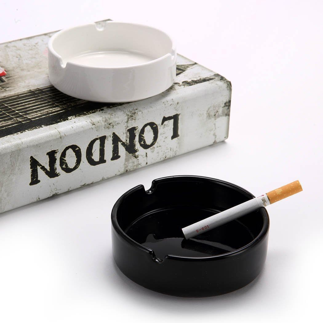 Ashtray Glossy Black Ceramic Cigarette Ashtray for Man and Women, Outdoors Indoors Ash Tray, Desktop Smoking Ash Tray image number 5