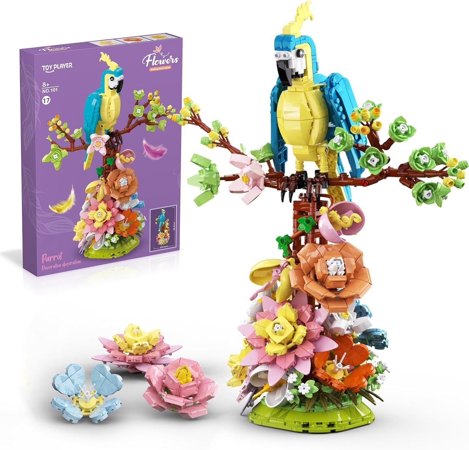 Flowers and Parrot Building Set- 1162Pcs, Compatible with  Flower, Cute Bird and Succulent Botanical Collection Set,Nice Her or Him for Valentines & Mother&rsquo;S Day and Anniversary image number 4