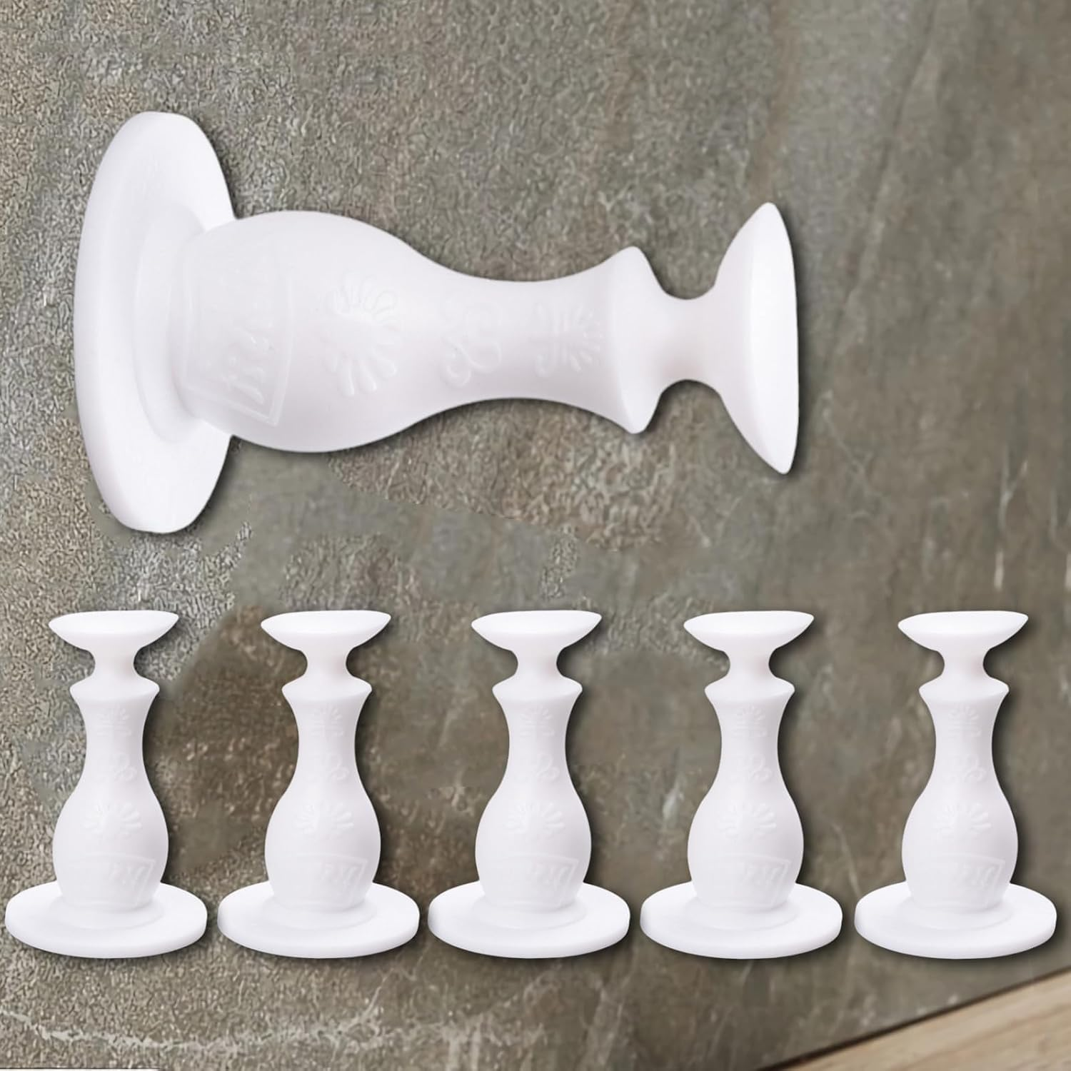 Silicone Door Stopper with Adhesive Base, 6 Pack No-Drill Installation Holder to Keep Open, 8.5 Cm Silent Design for Wall Baseboard Bathroom Bedroom (Black)