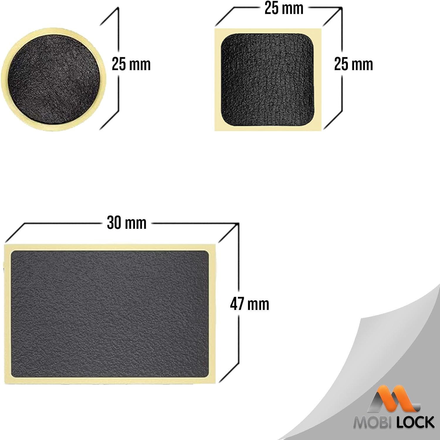 6Pcs Self-Adhesive Bicycle Tire Inner Tube Patch Repair Kit - Glueless Bike Tube Patches in Round, Square, and Rectangle Shape with Metal Rasp - by Mobi Lock image number 5