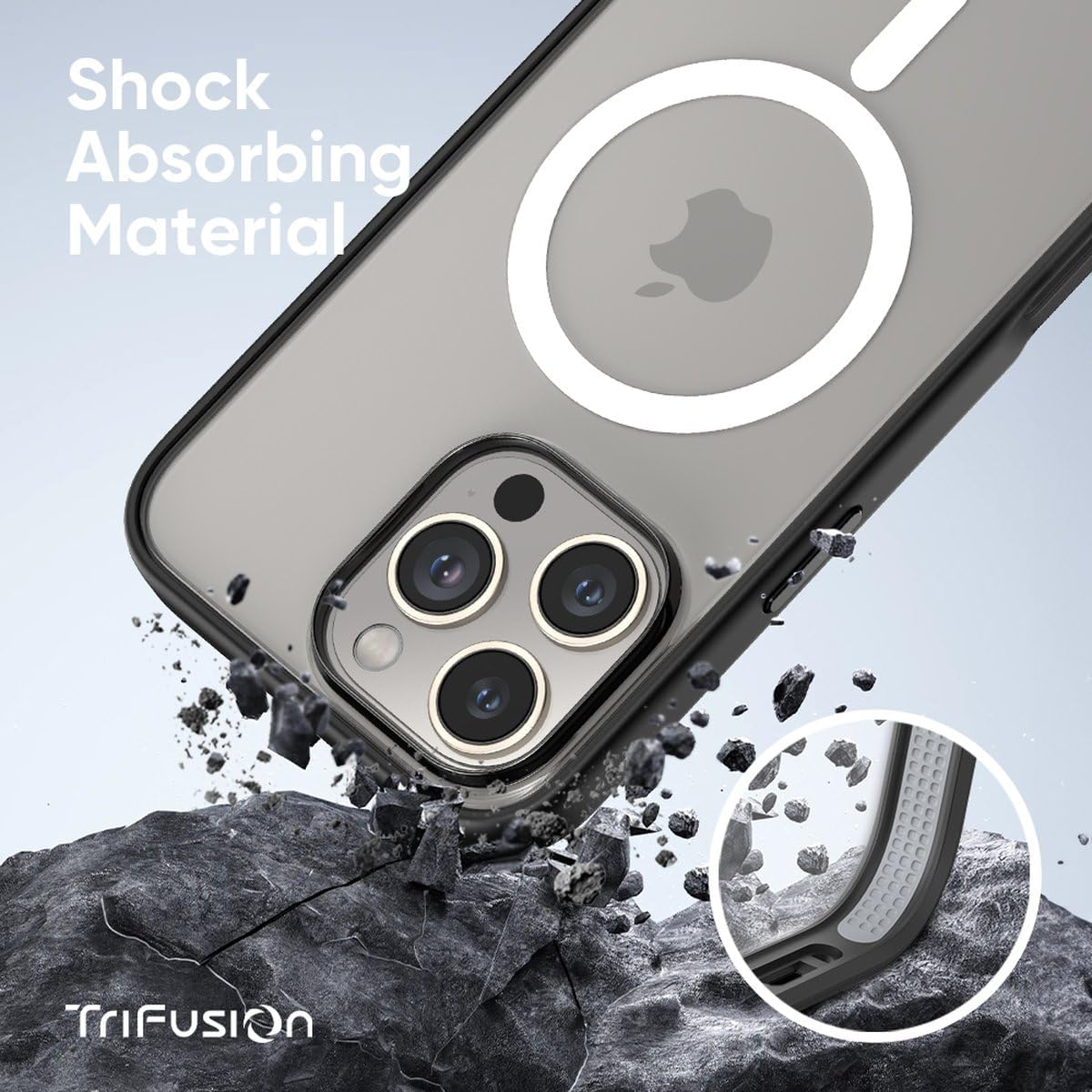 FLOLAB Surtect Tri-Fusion Magnetic for Iphone 16 Pro Max Case Protective Slim Design Magsafe Compatible Military Grade - Black Clear image number 3