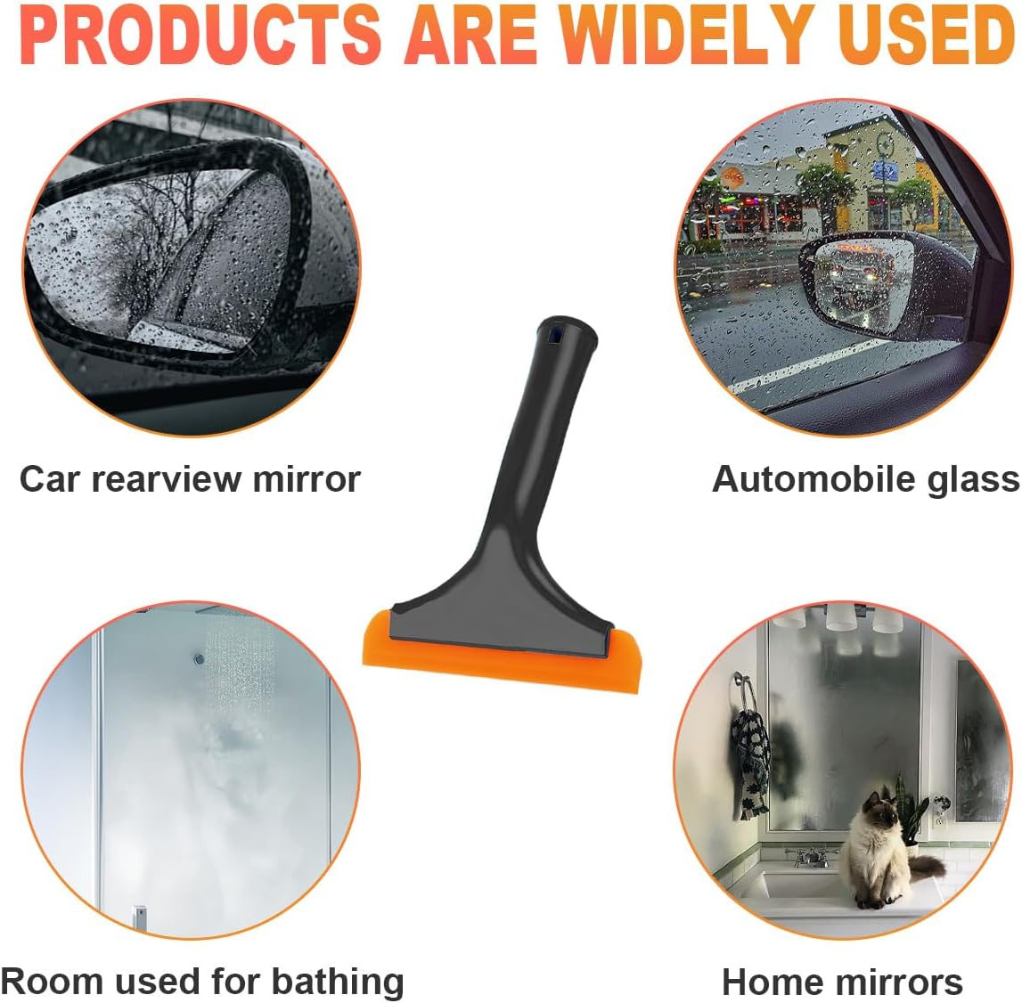 Small Silicone Window Squeegee, 5.9 Inch Car Windshield Water Blade Squeegee with Non-Slip Handle, All-Purpose Cleaning Squeegee for Car Windshield, Window, Mirror (Black) image number 2