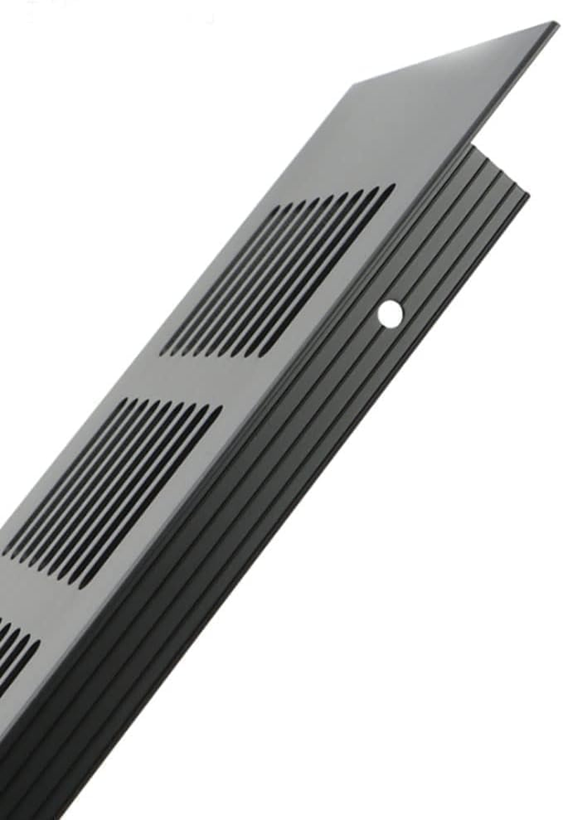2 Pcs Black Air Vent Grille Cover 600Mm X 80Mm Aluminum Alloy Kitchen Air Vent Cover Cupboard Vents 24 X 3 Inch Fridge Vent Louvred Wall Vent Grille Ventilation Cover image number 2