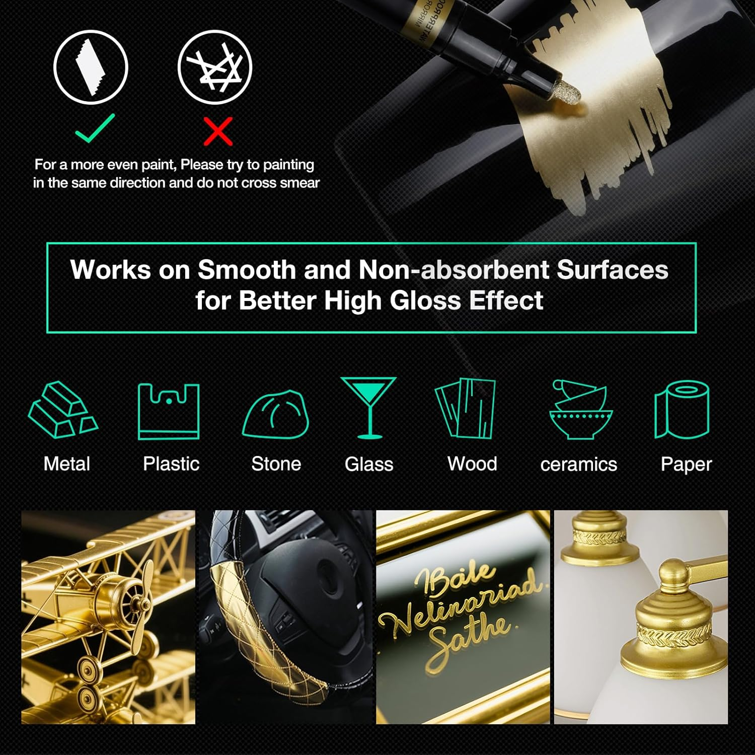 KERIFI Liquid Gold Chrome Markers, Supper Golden Metallic Paint Pens, Reflective Gloss Permanent Mirror Markers for Model Repairing, Resin Metal Glass Plastic, DIY Art Projects Crafts (5 Pack, 1-3Mm) - Silver image number 3