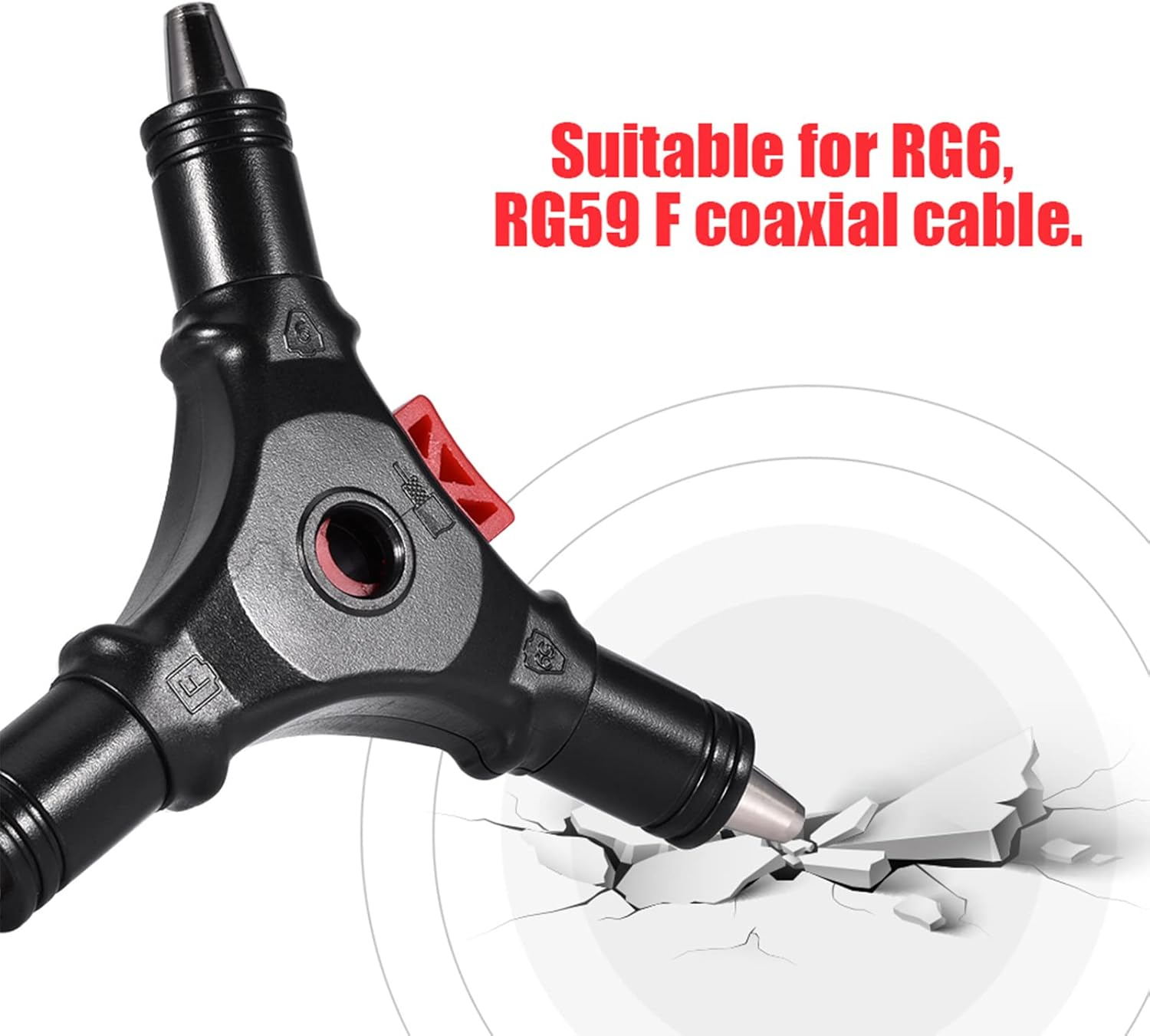 F Head Cable Stripper, Coaxial Compression Tool F Head RG59 RG6 Connector Coax Cable Stripper Flares Braid, Saves Time on Cable TV and Satellite Installations image number 5