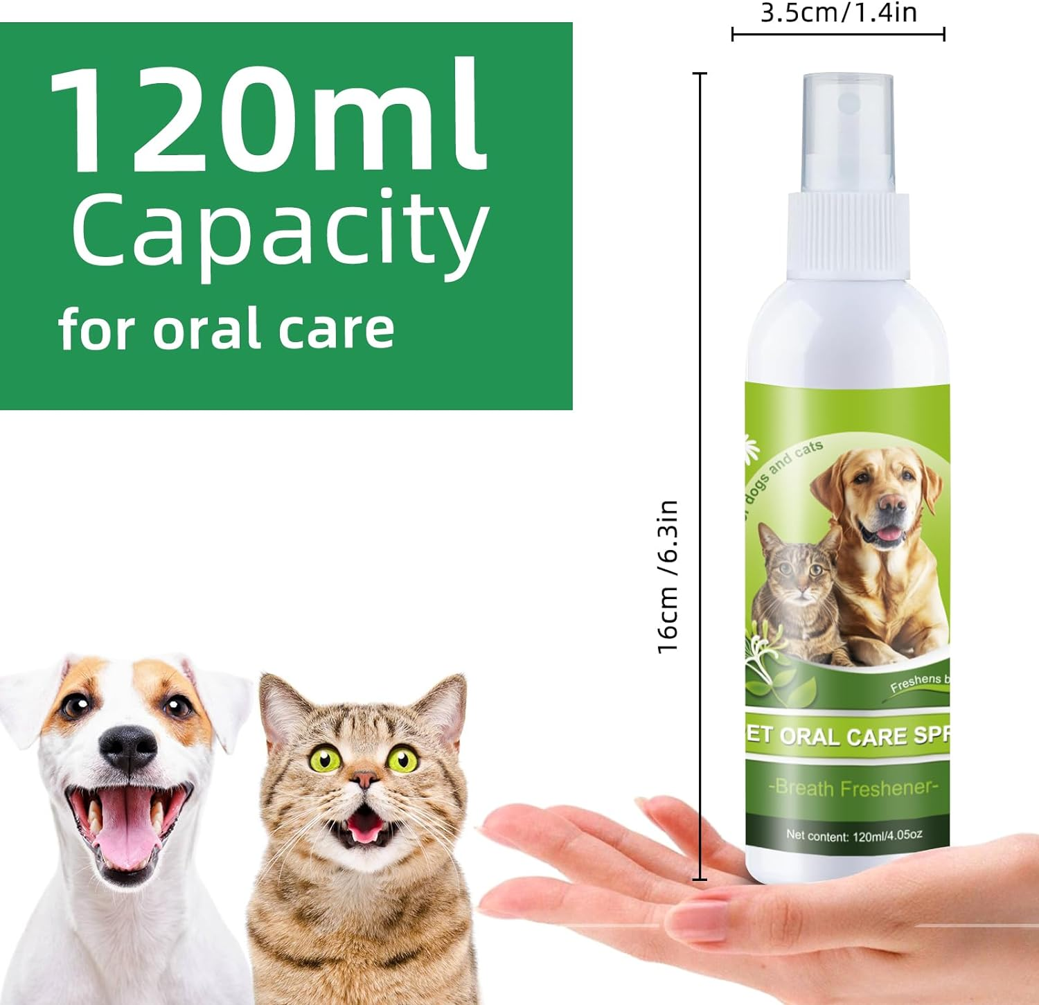 Pet Oral Spray, Oral Hygiene Spray for Dogs and Cats, No Brush Oral Cleaning Mouthwash, Edible Fresh Breath, Oral Deodorant, Cleans Teeth, Teeth Cleaning for Dog and Cat（120Ml/4.06Fl Oz） image number 6