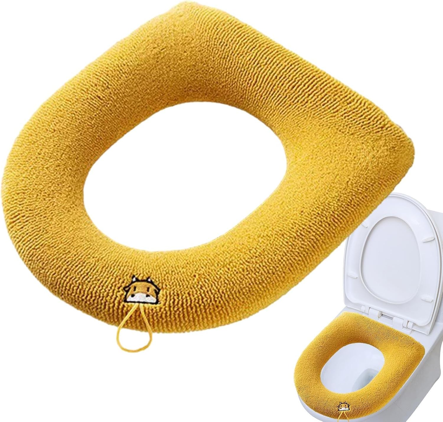 Toilet Seat Covers for Warmth | Bathroom Soft Thicker Warmer with Lifter,Stretchable Washable Fabric, Easy Installation Soft Warmer Cushion for Use Pochy