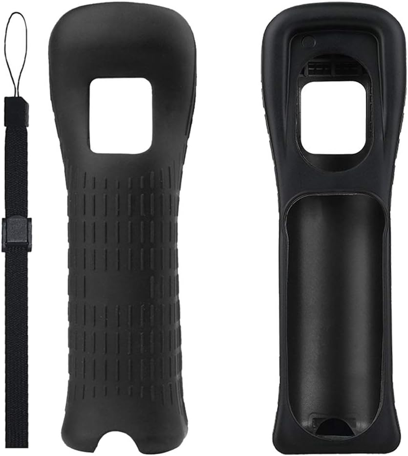 Lactivx Wii Silicone Case Cover with Wrist Strap for Nintendo Wii Remote Controlle Black 2 Packs image number 2